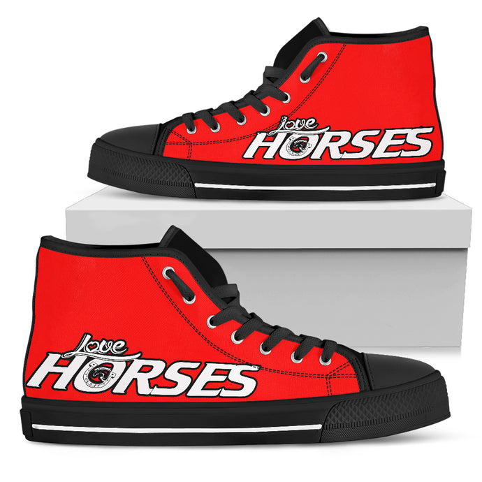Love Horses- Red Women's High Top Shoes