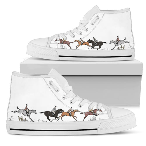Horse Riders - White Women's High Top Shoes