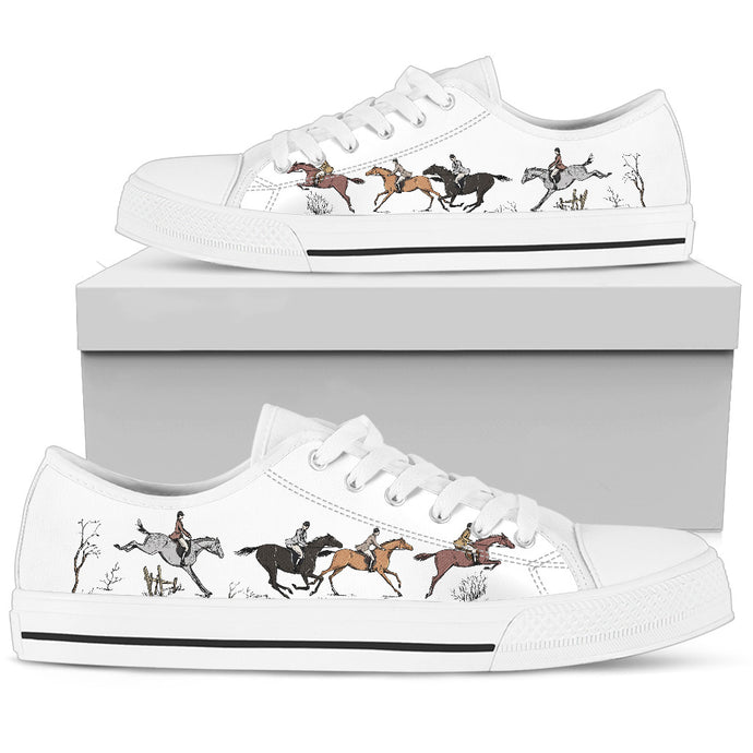 Horse Riders - White Women's Low Top Shoes