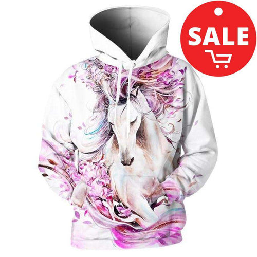 hoodie with noble White Horse - Blossoming by Gabriel