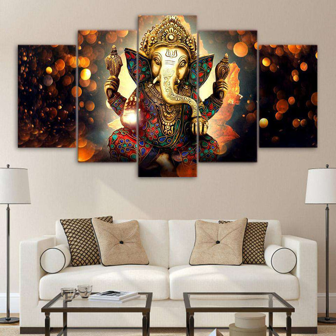 art with Indian styled Elephant displaying painted decorations