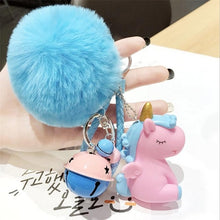 Fluffy Pompom Unicorn Keychain