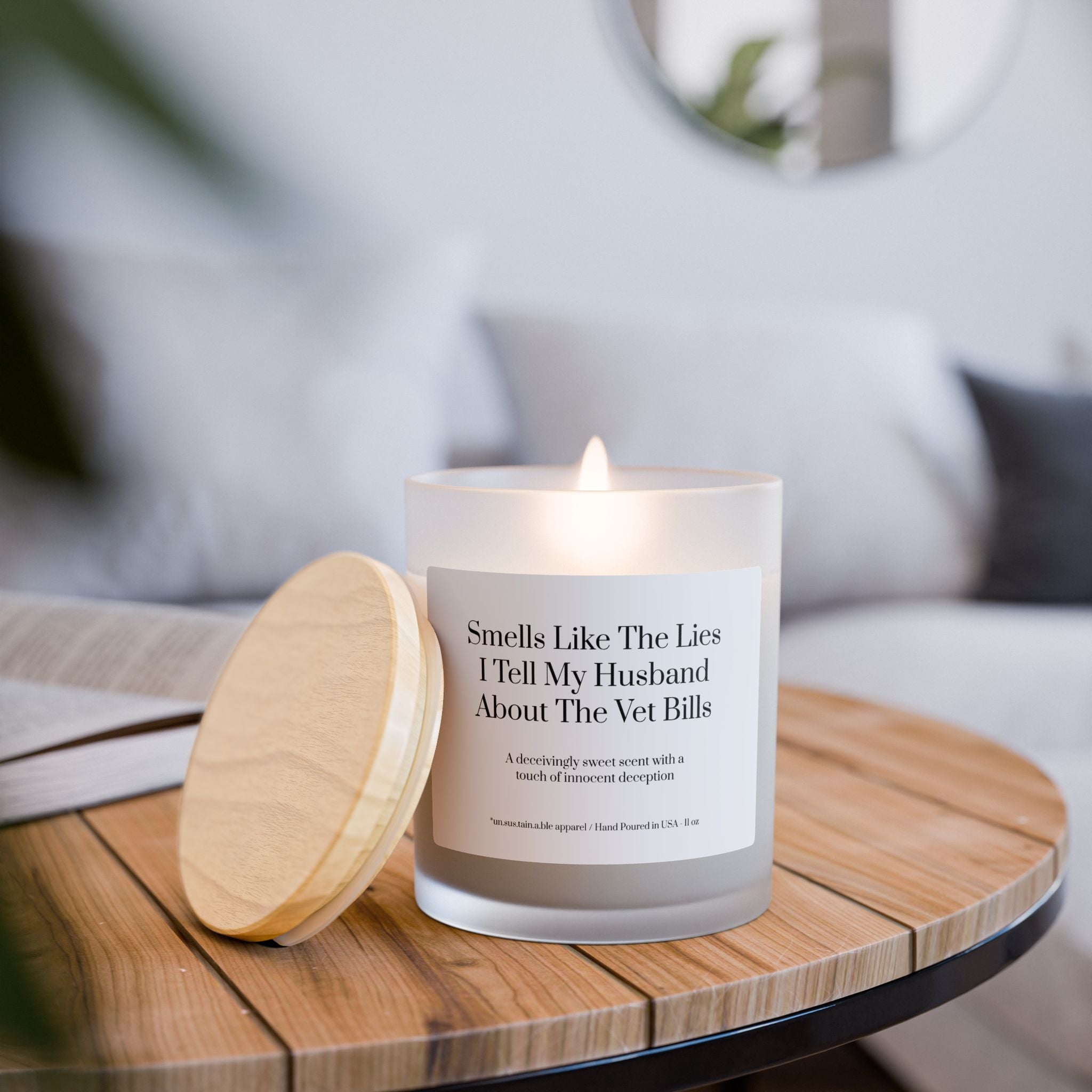 Frosted Glass Candle, 11oz - Lies I Tell My Husband