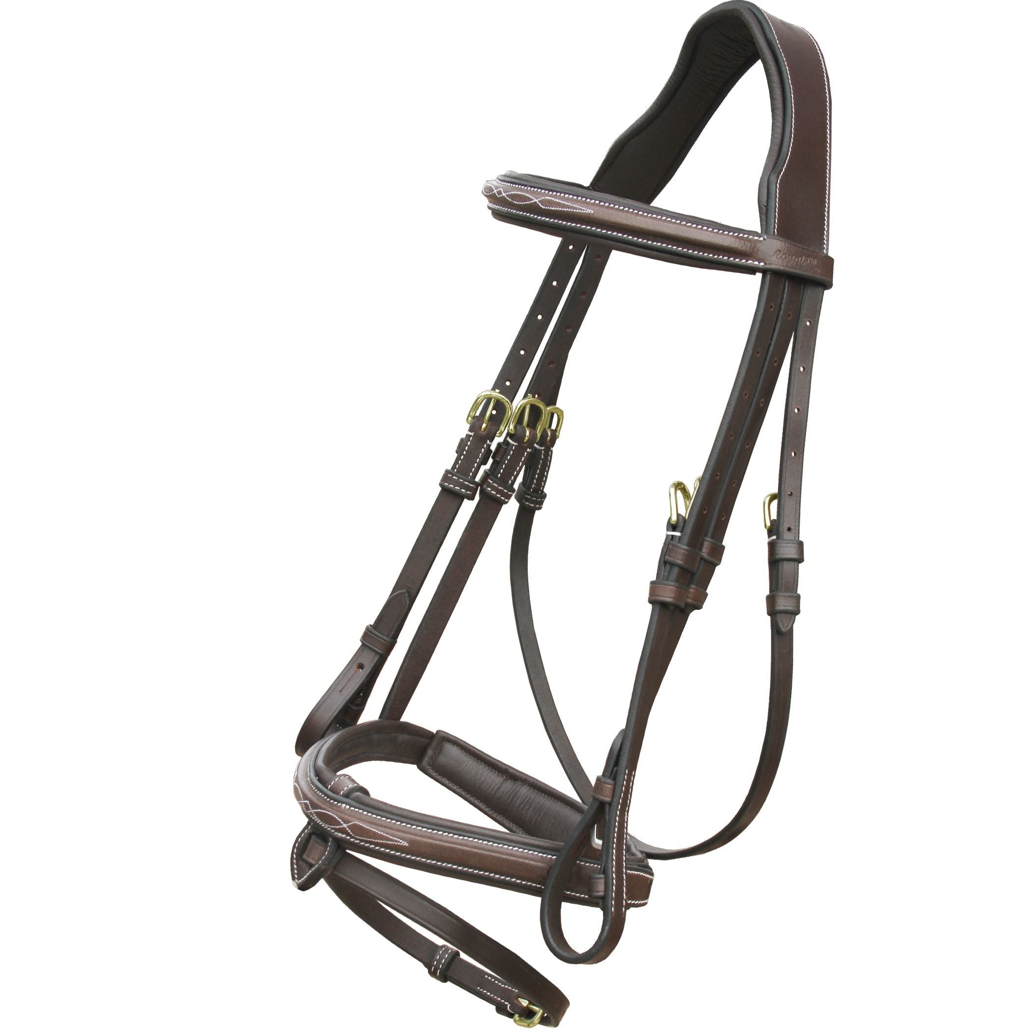 ExionPro Designer Stitched Mono Crown Piece Snaffle Bridle With Rubber Reins
