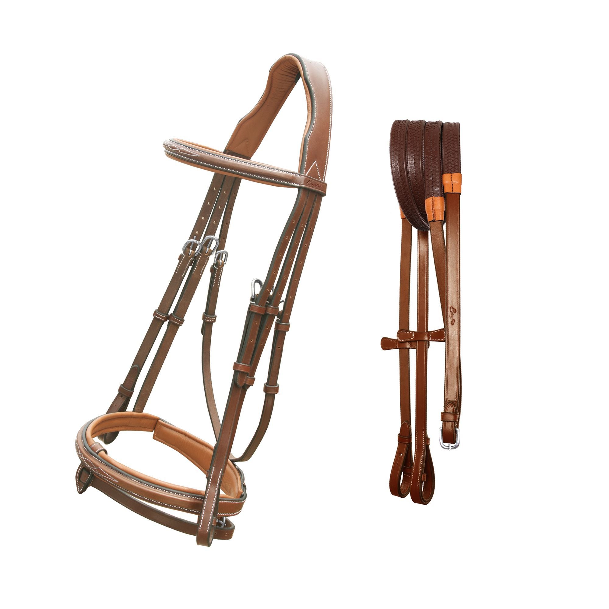 Image of ExionPro Designer Stitched Mono Crown Piece Snaffle Bridle With Rubber Reins