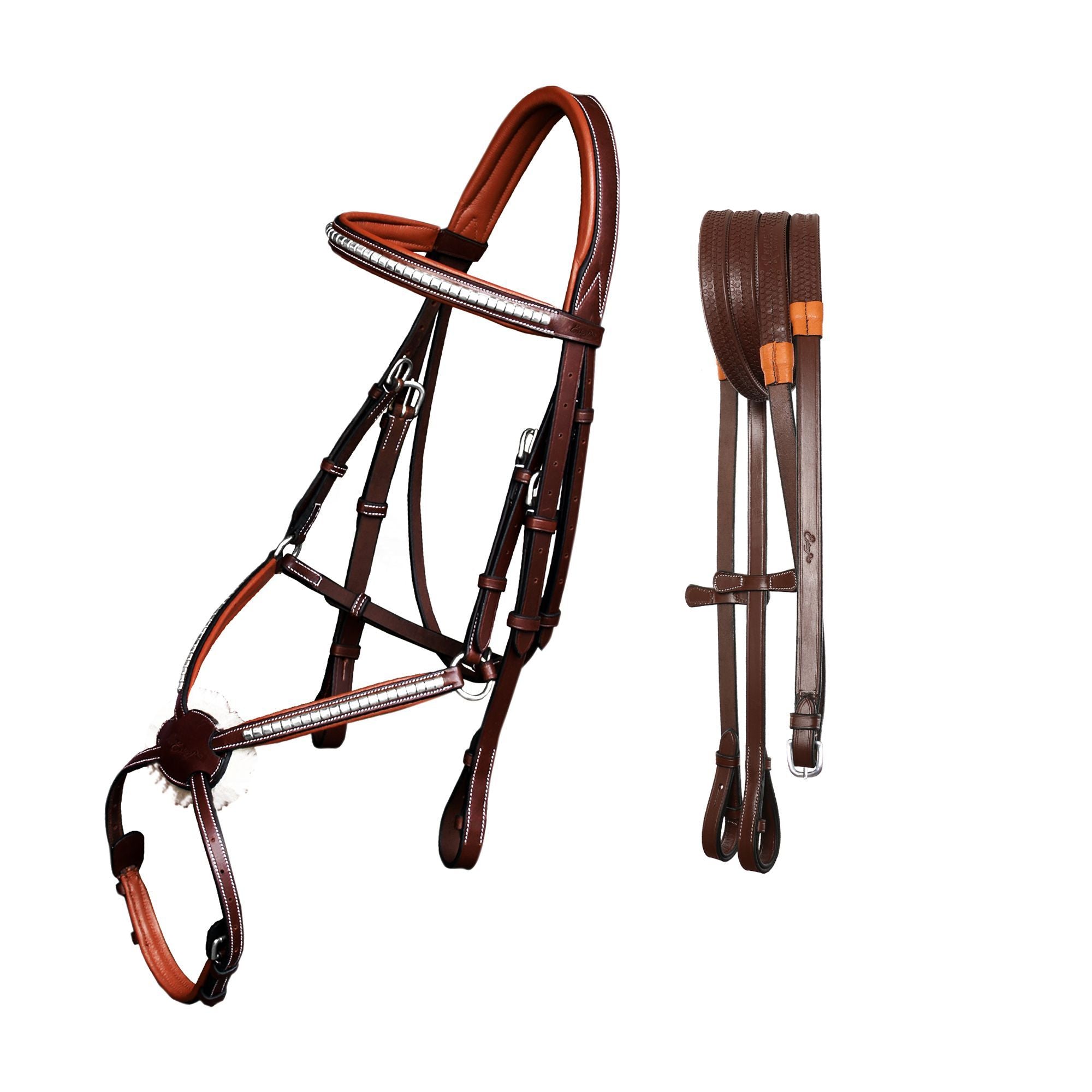 Image of ExionPro SS / Brass Clincher Figure 8 Bridle with Rubber Reins