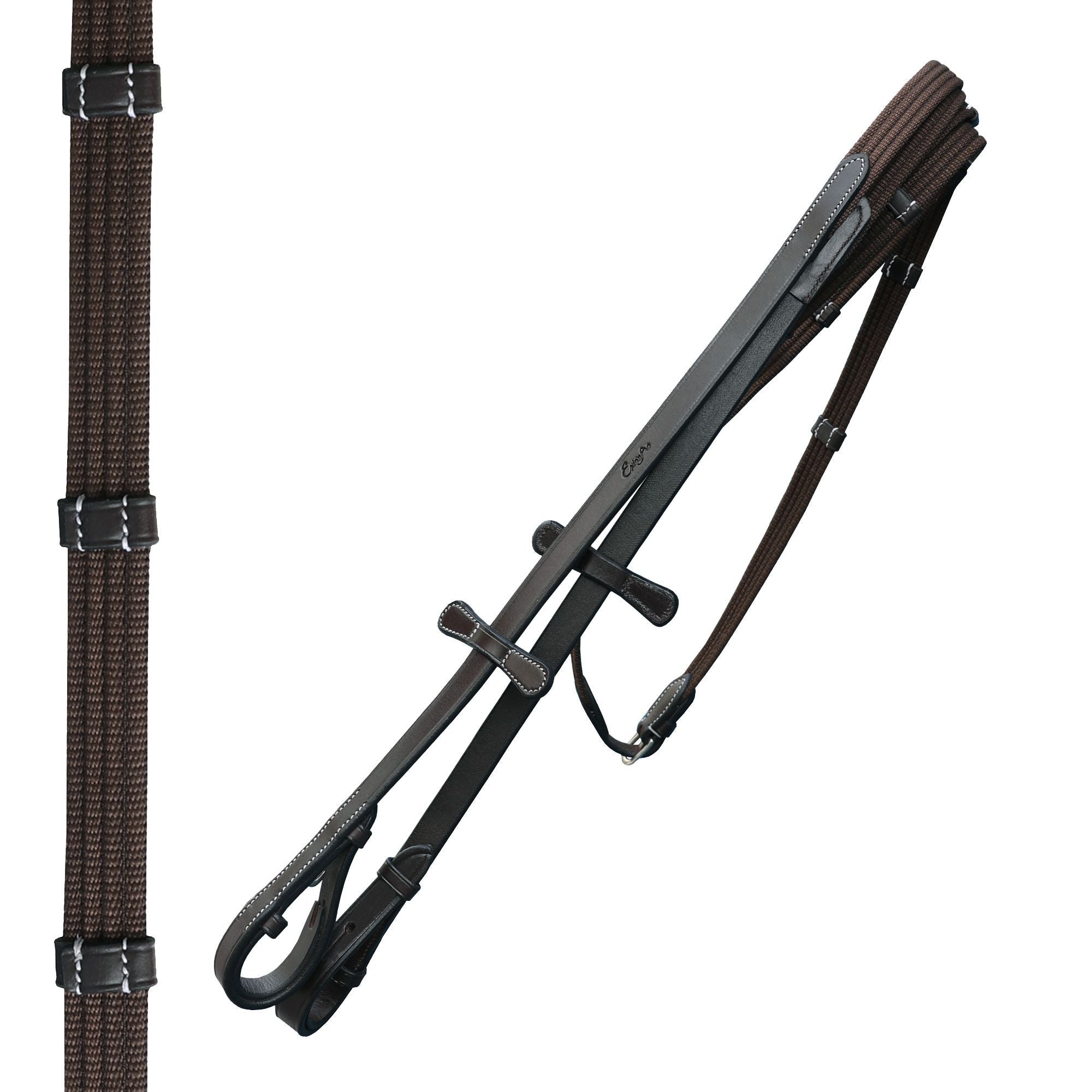 Image of ExionPro Dressage Bridle: Mono Crown, Raised Browband, Anatomical Noseband, Detachable Flash & Web Reins