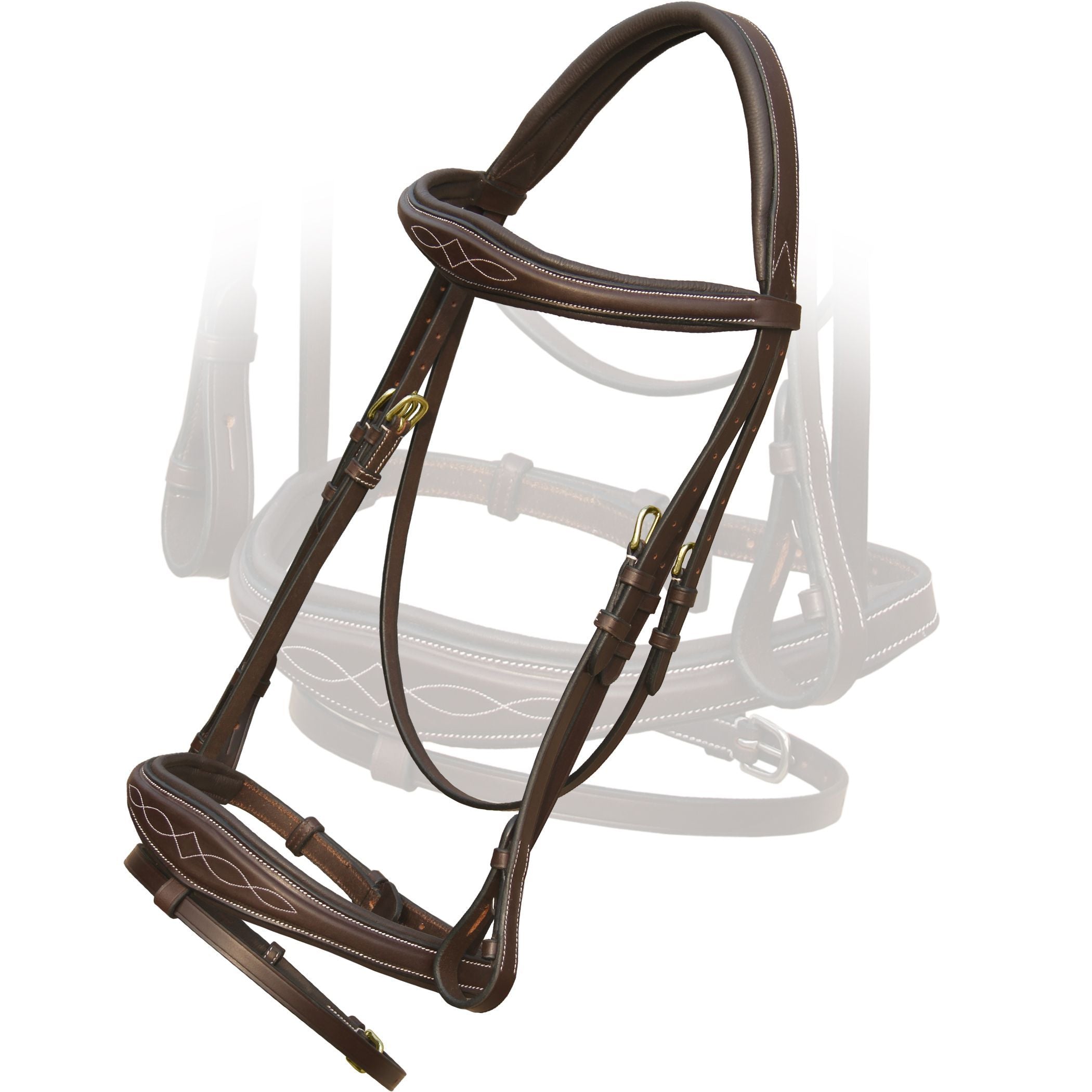 Image of ExionPro Fancy Stitched Raised Anatomical Bridle with Rubber Reins