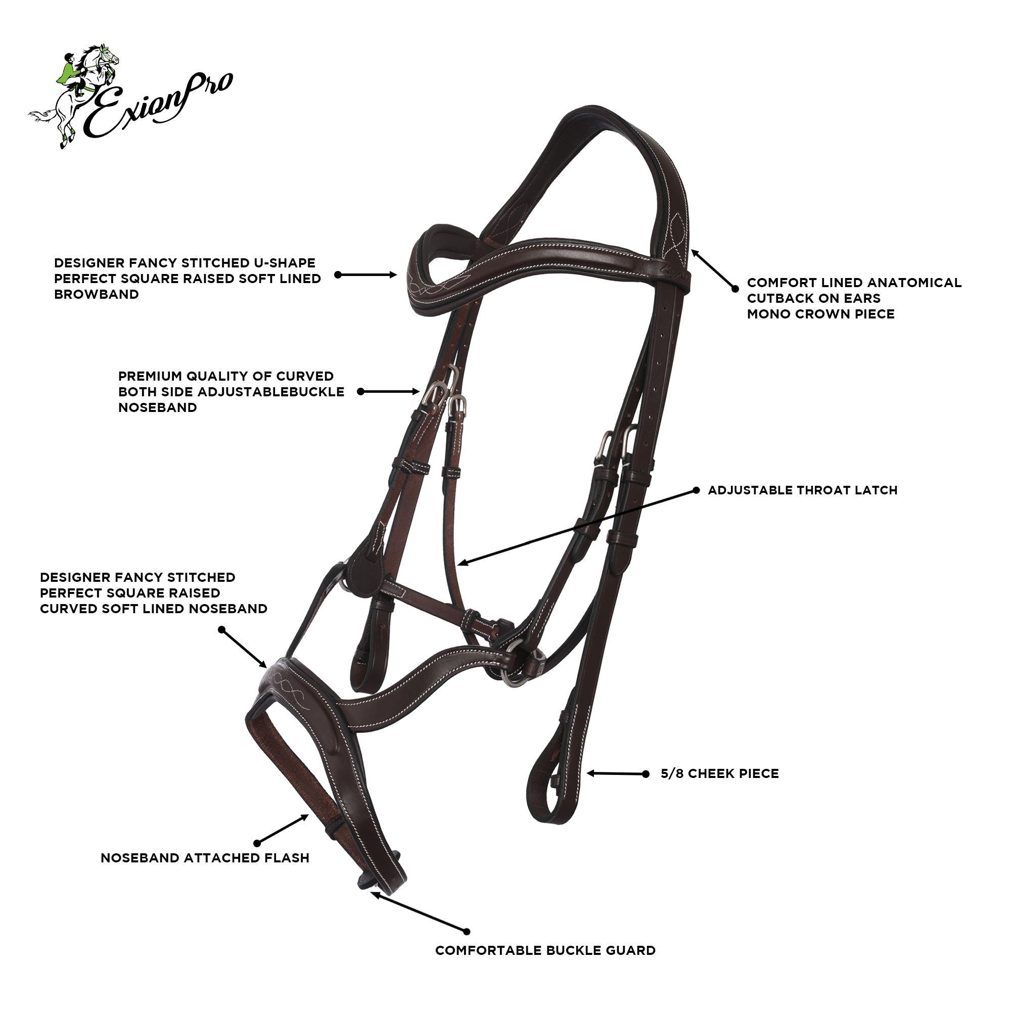Image of ExionPro Anatomical Drop Noseband Bridle with Reins