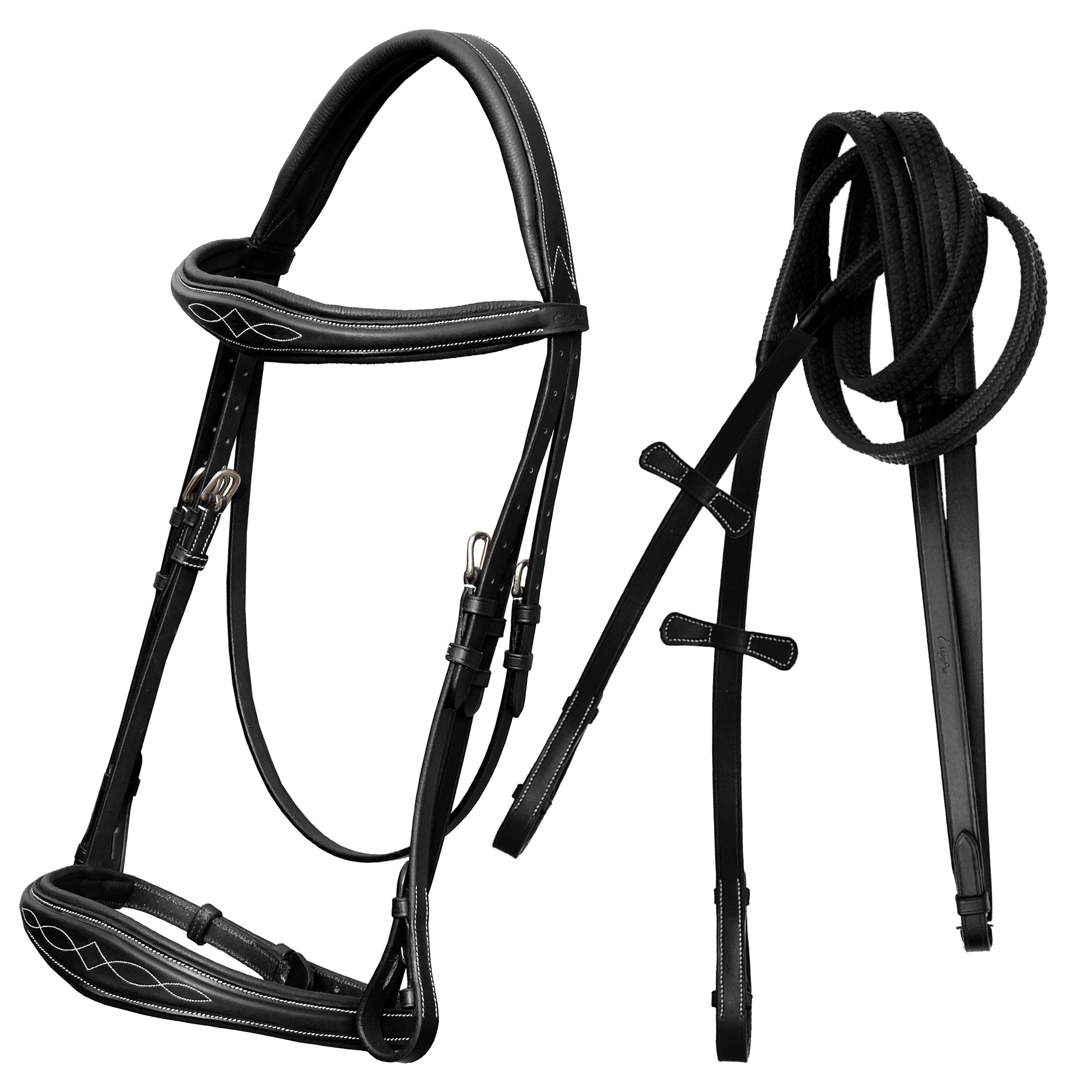 Image of ExionPro Fancy Stitched Raised Anatomical Bridle with Reins without Flash