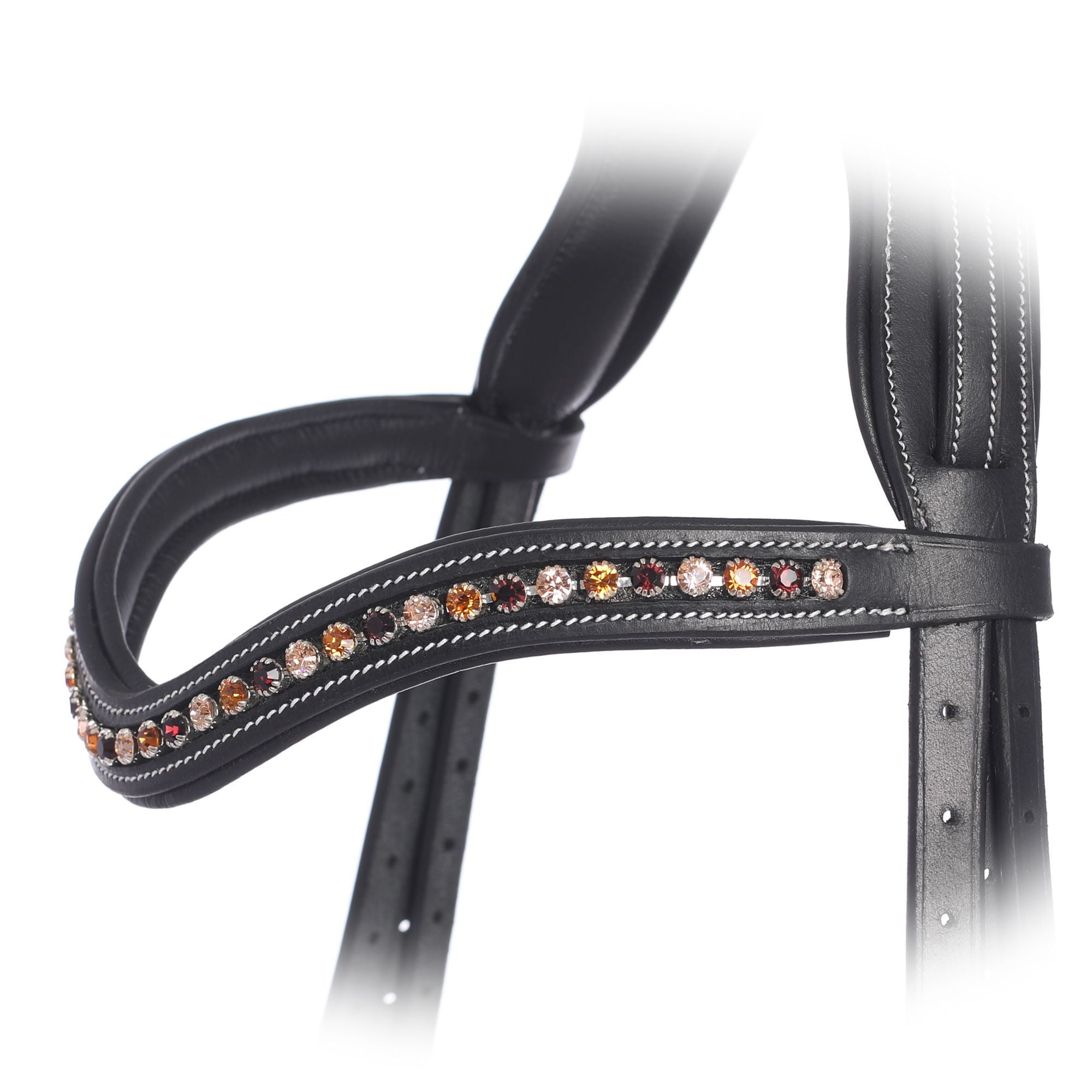 ExionPro Elegant Soft Padded Light Peach, Burgundy, Topaz Colored Crystal Browband