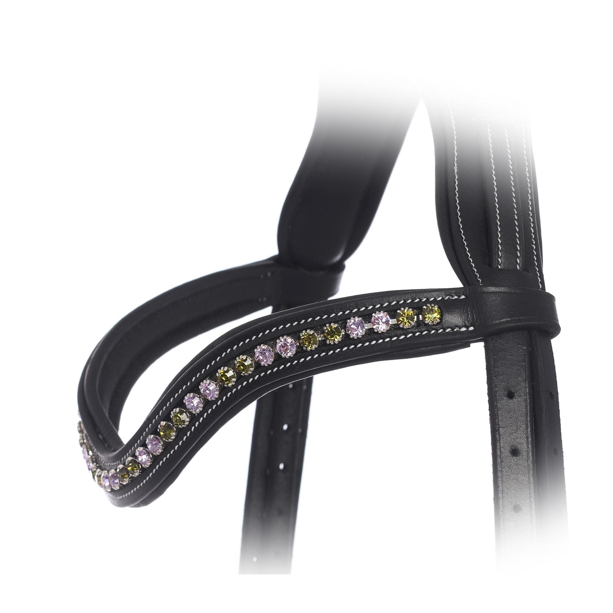 Image of ExionPro Elegant Deep Curved Soft Padded Olivine, Violet Colored Crystal Browband