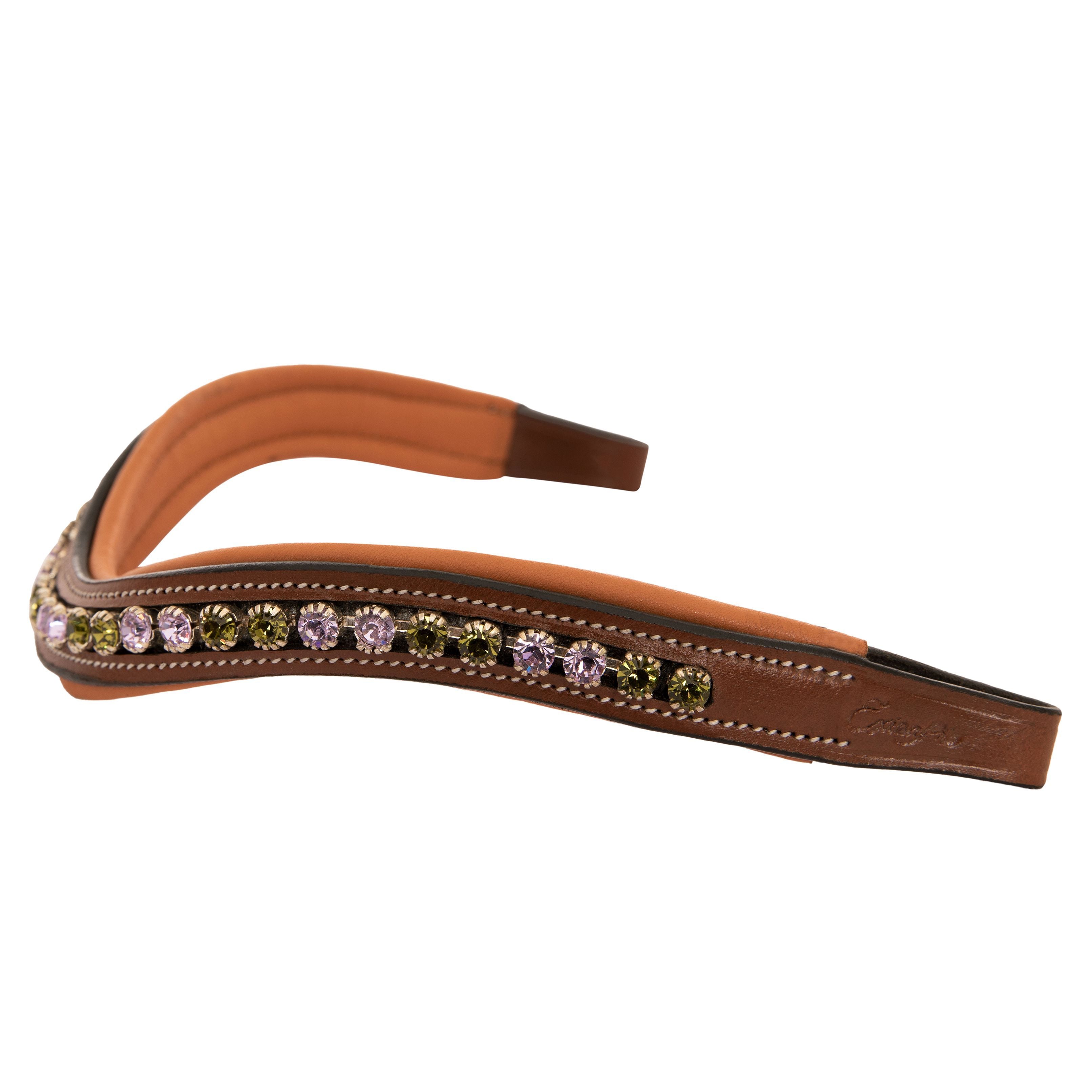 Image of ExionPro Elegant Deep Curved Soft Padded Olivine, Violet Colored Crystal Browband