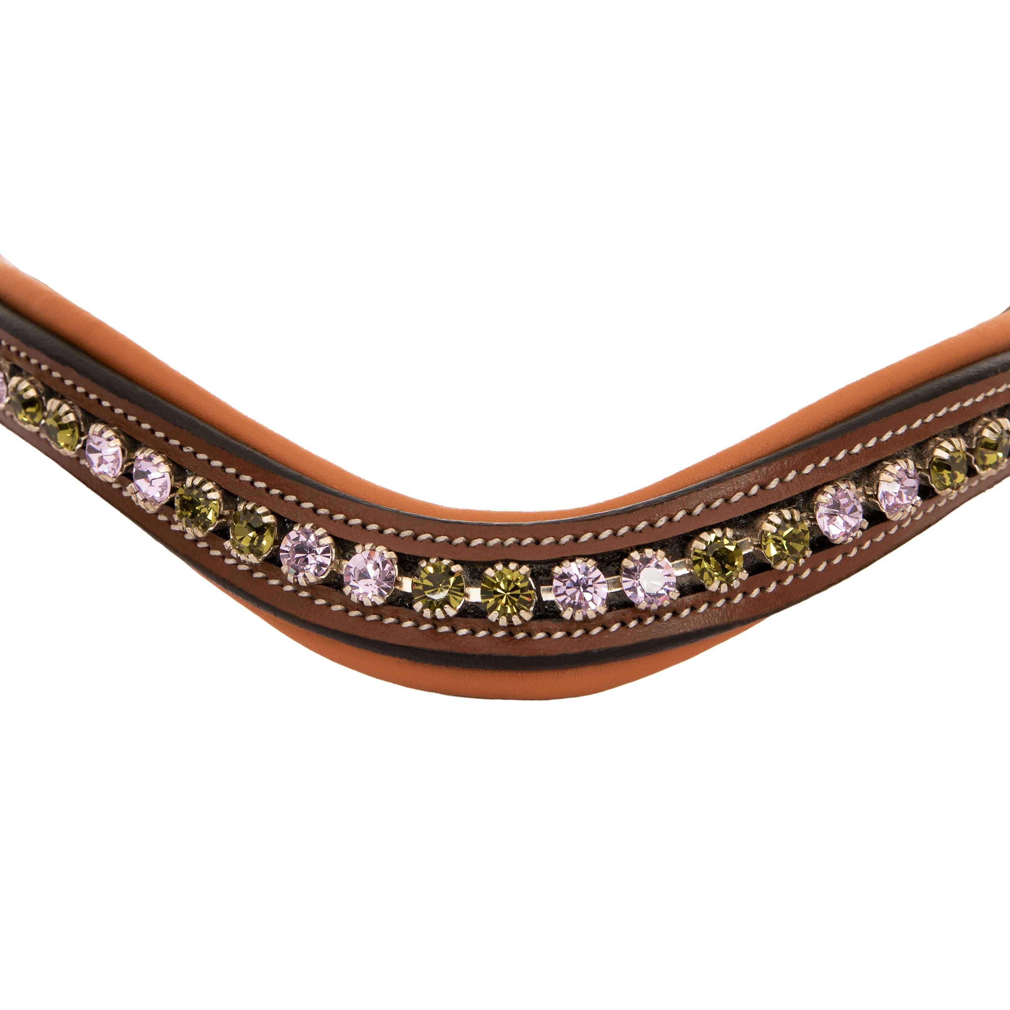 Image of ExionPro Elegant Deep Curved Soft Padded Olivine, Violet Colored Crystal Browband