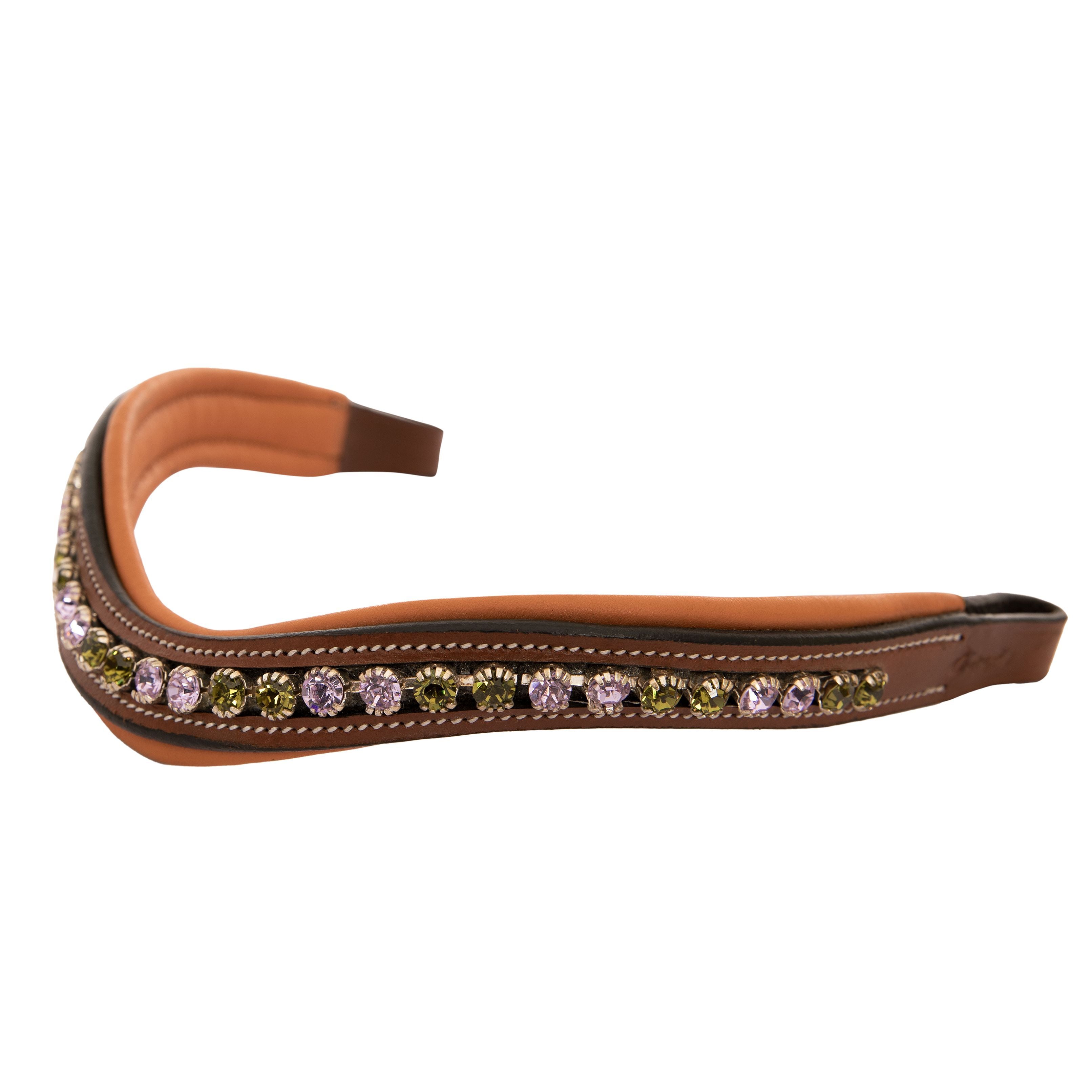 Image of ExionPro Elegant Deep Curved Soft Padded Olivine, Violet Colored Crystal Browband