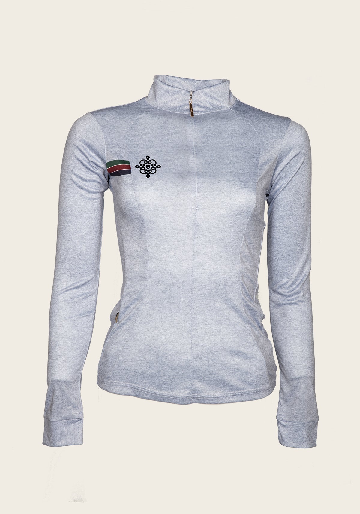 Image of Espoir Lumiere Eternal Collection Melange Grey Quarter Zip Sun Shirt Long Sleeve