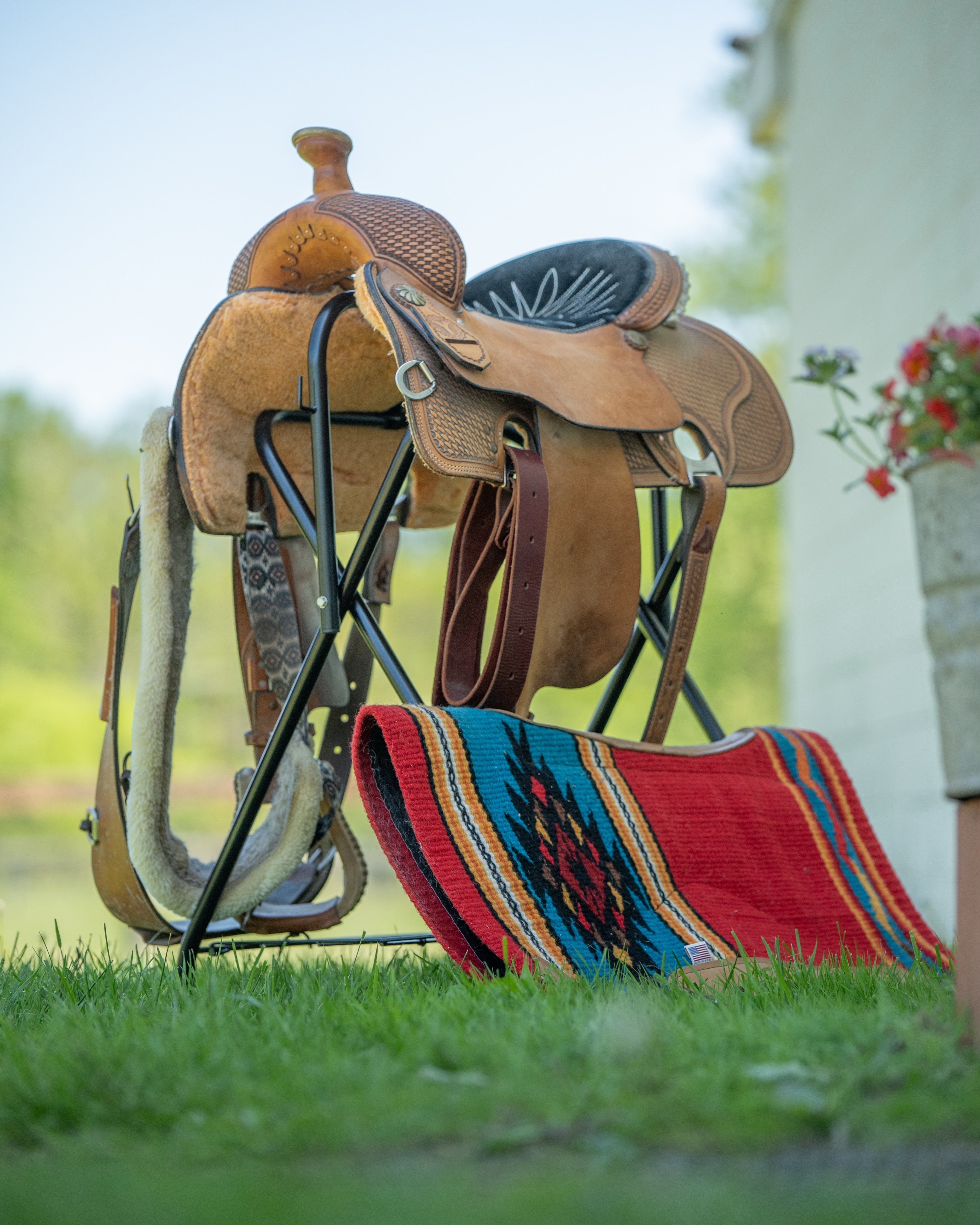 Image of AJ Tack Freestanding Full Size Portable Horse Saddle Rack