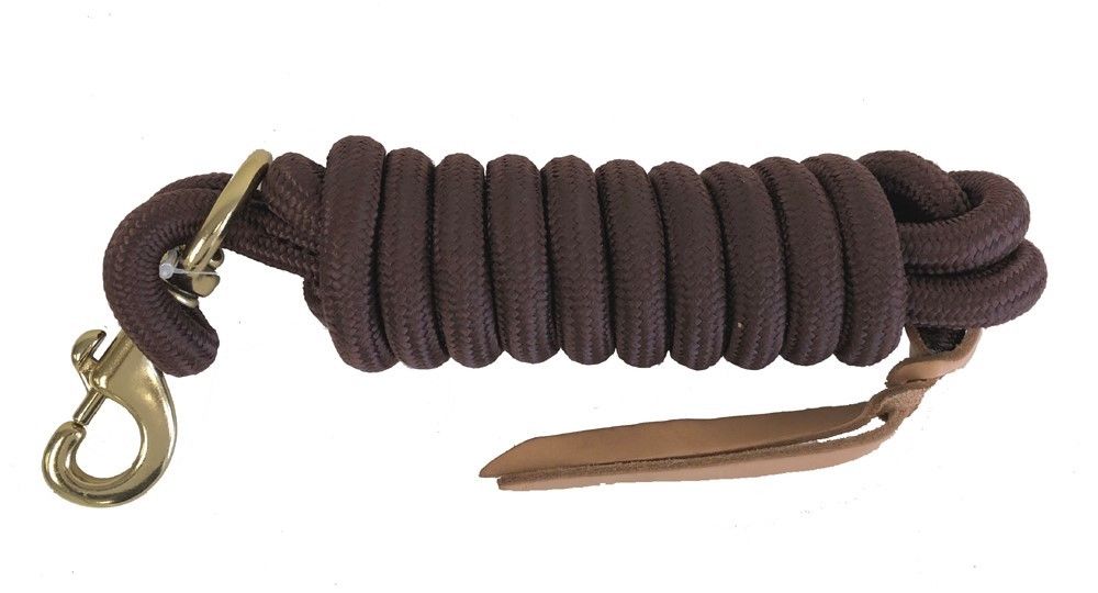 Image of AJ Tack 9 Foot Nylon Lead Rope with Leather Popper