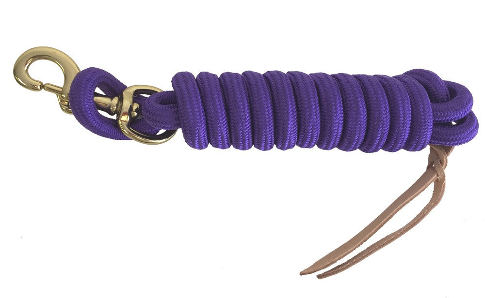 Image of AJ Tack 9 Foot Nylon Lead Rope with Leather Popper