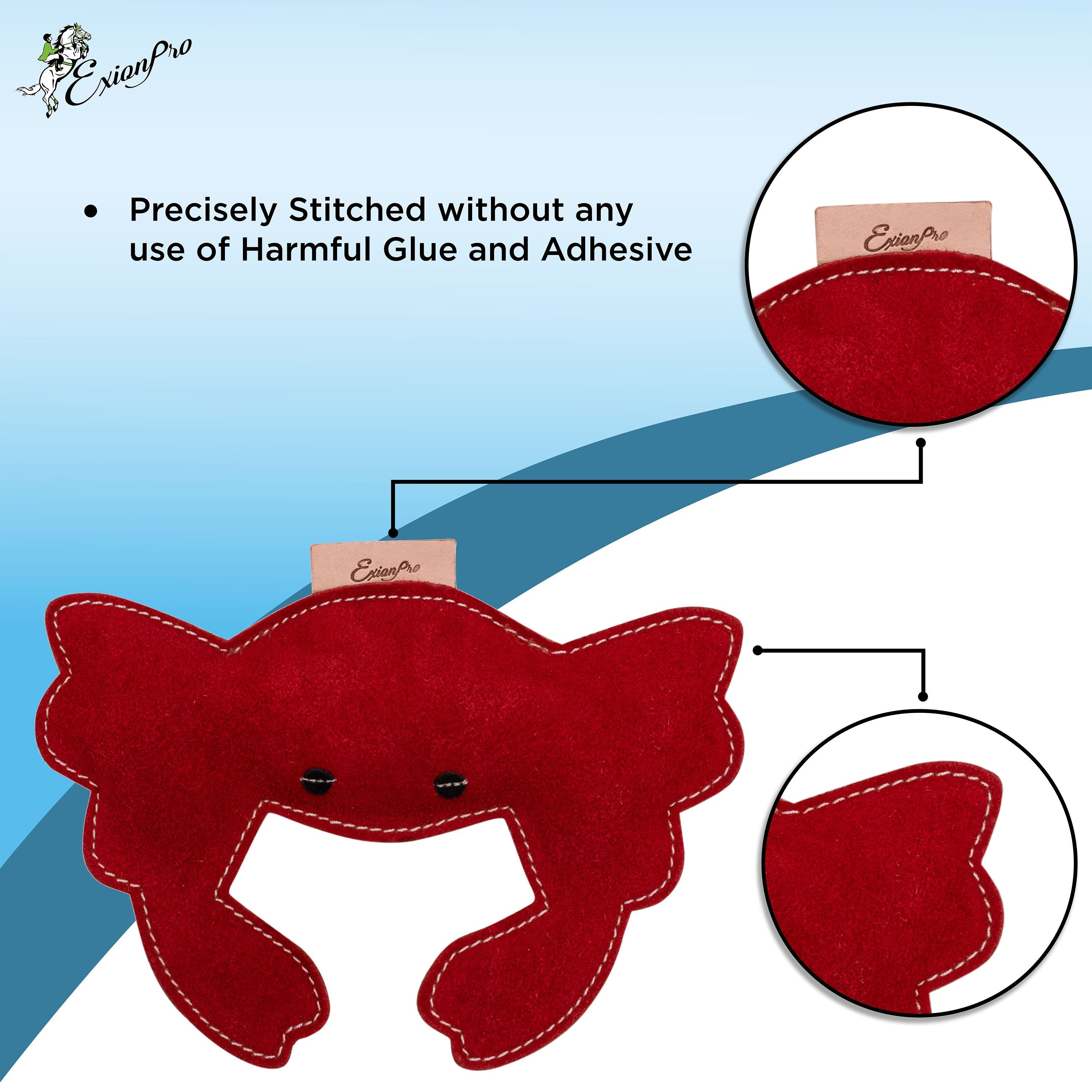 ExionPro Natural Leather Crab Dog Toy with Non Toxic Fiber Stuffing- Red Color