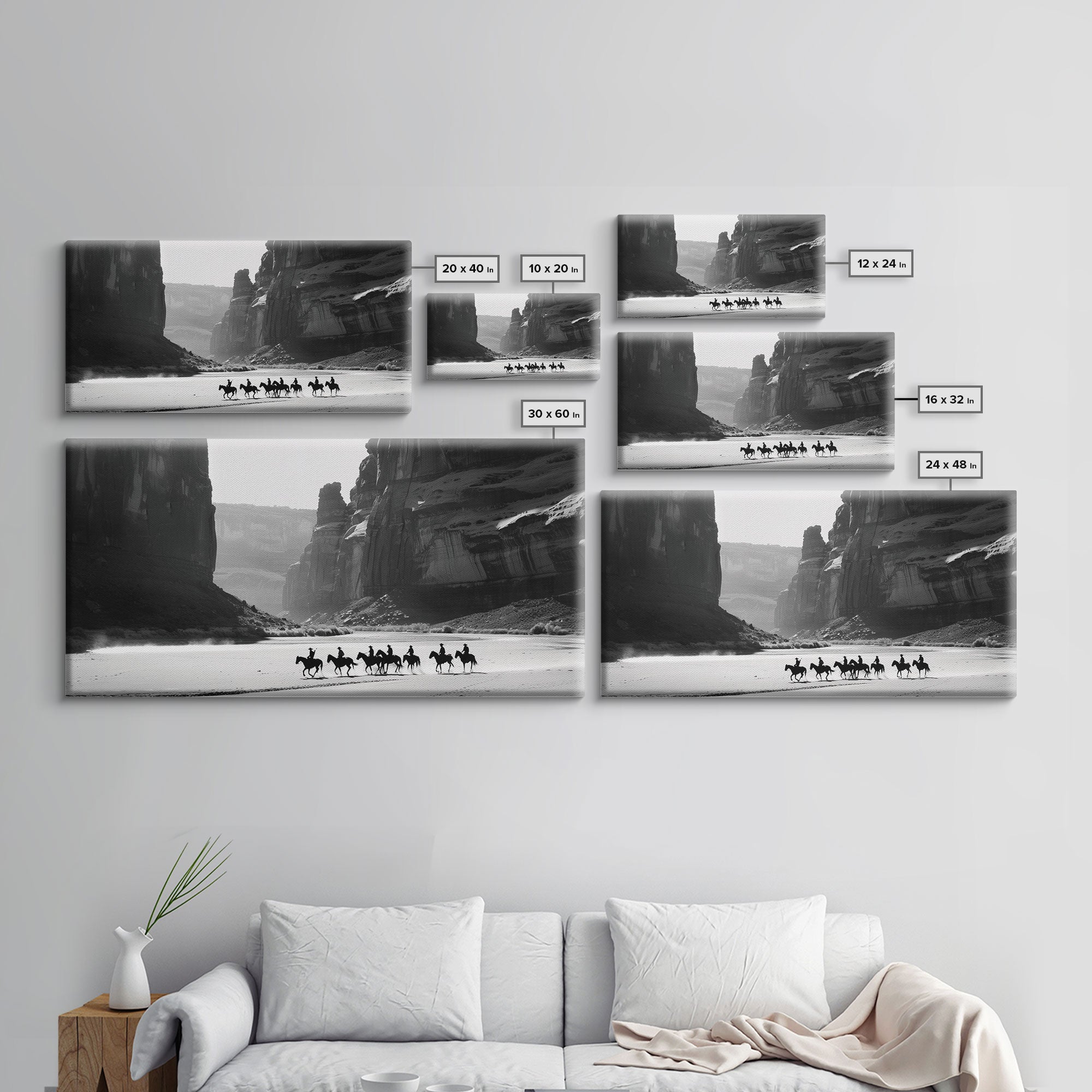 Image of Horse Riders in Monument Valley, Stunning Framed Canvas Print for Living Room Wall Art, Bedroom Decor, Home Decor