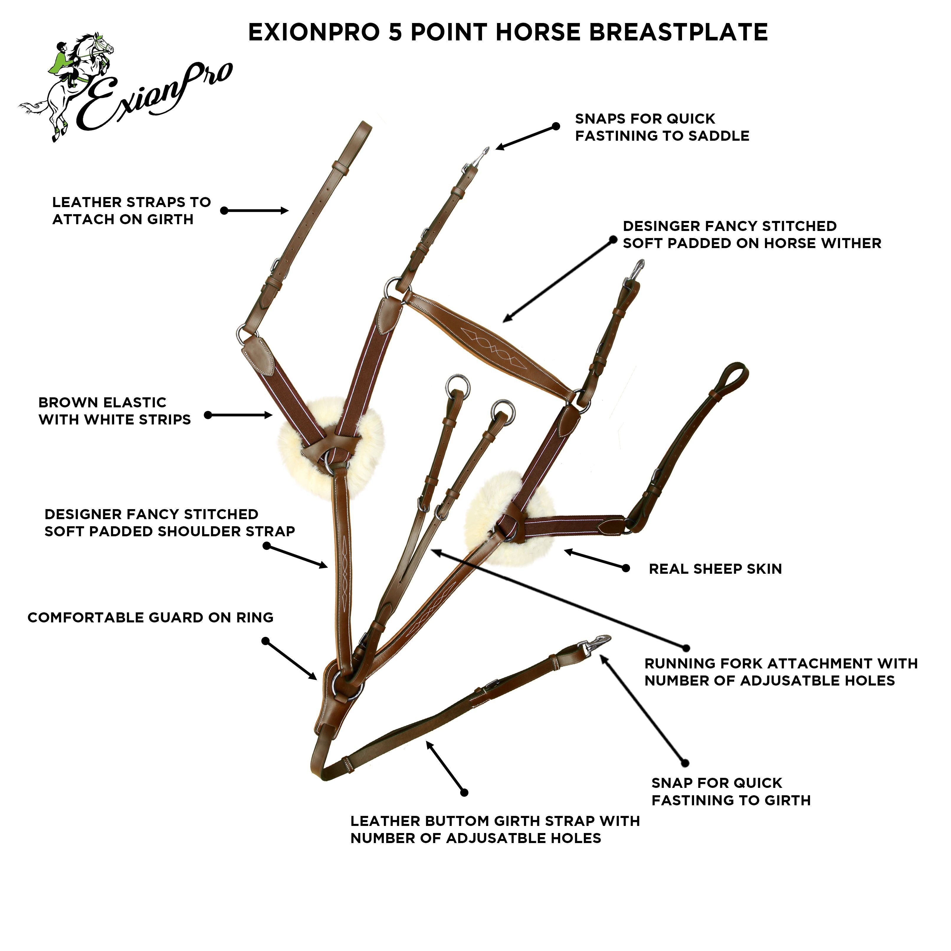 Image of ExionPro 5 Point Breastplate with Sheepskin Padding - Matching Elastic