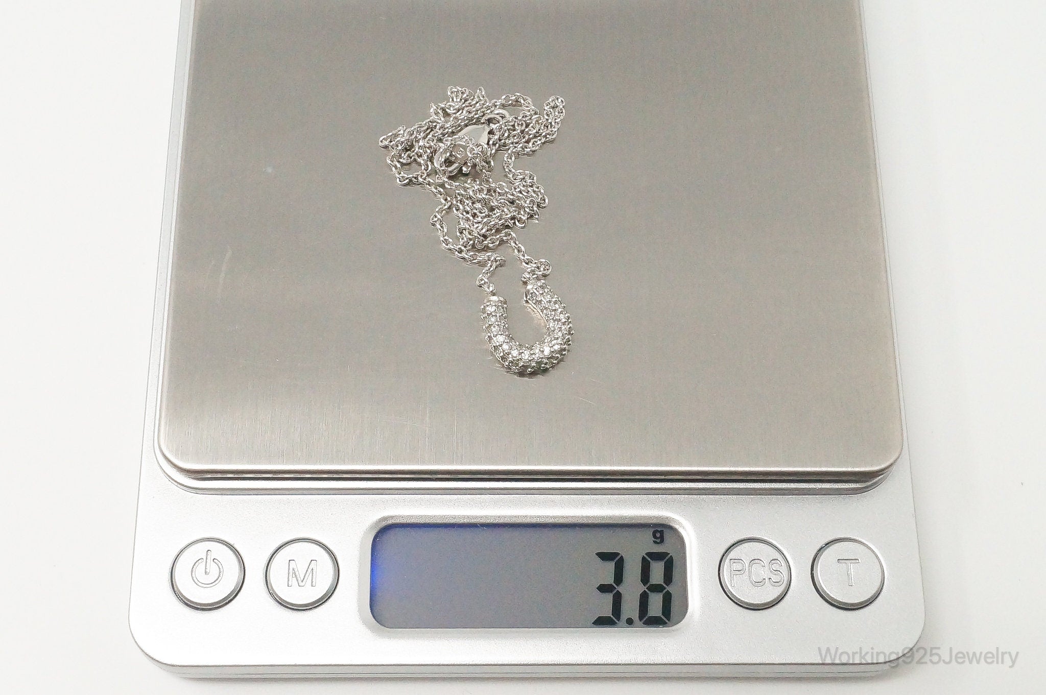 Image of Horse Shoe Cubic Zirconia Sterling Silver Necklace