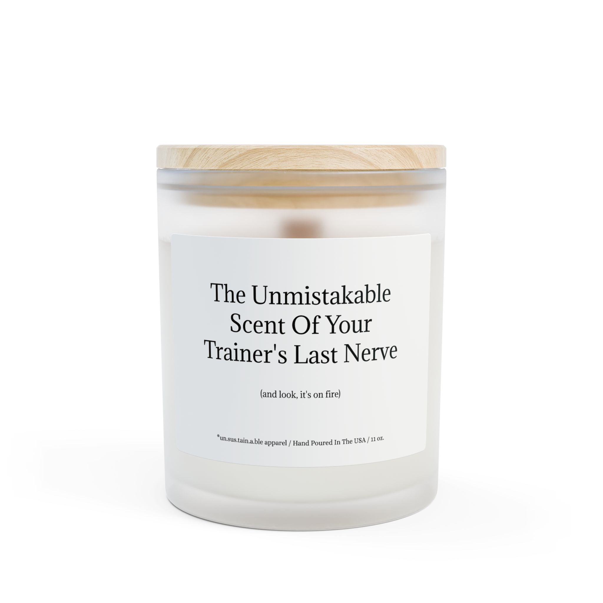 Image of Frosted Glass Candle, 11oz - Trainer's Last Nerve