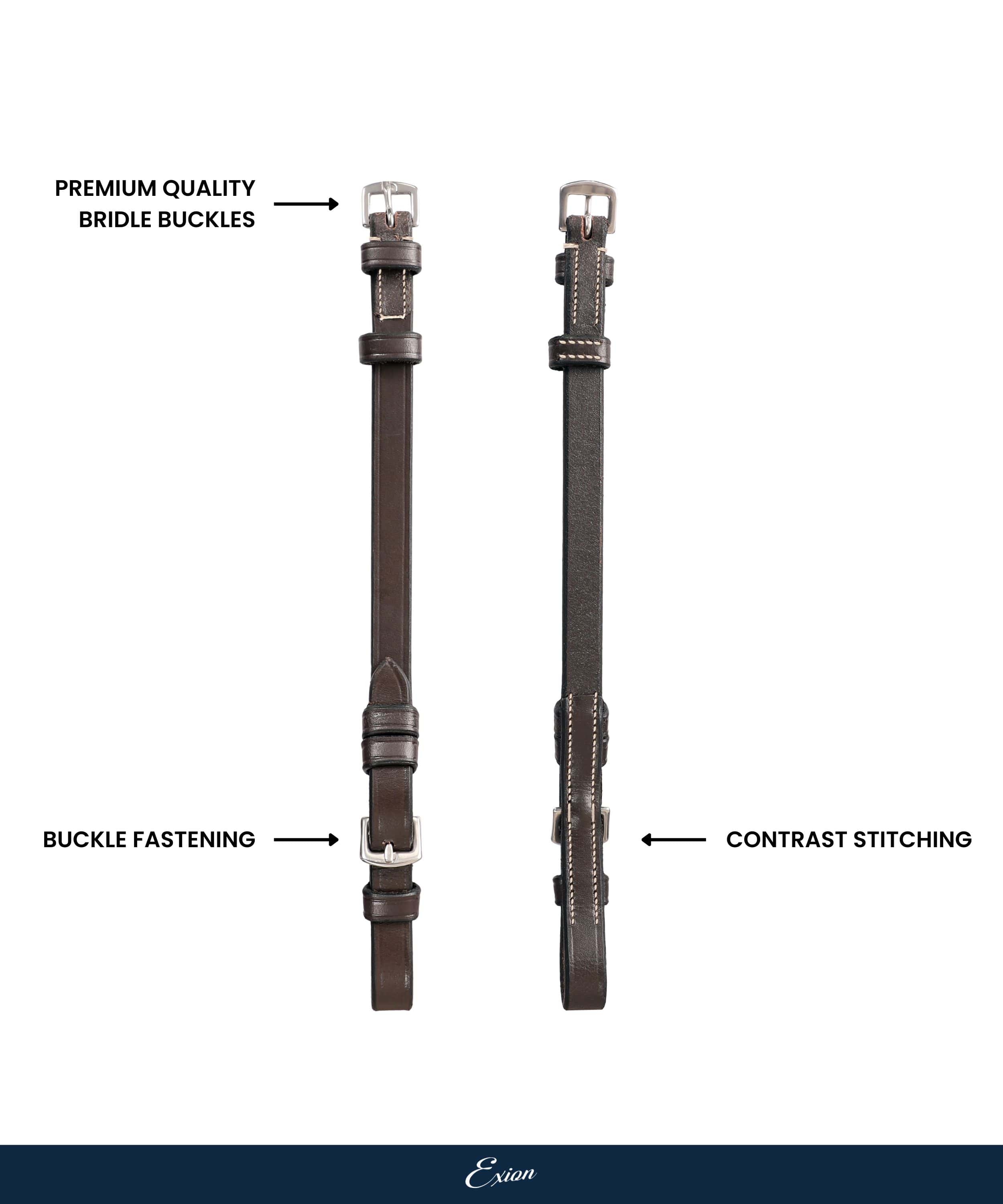 Image of ExionPro Bridle Cheek Pieces With Buckle Fastening - White Stitching