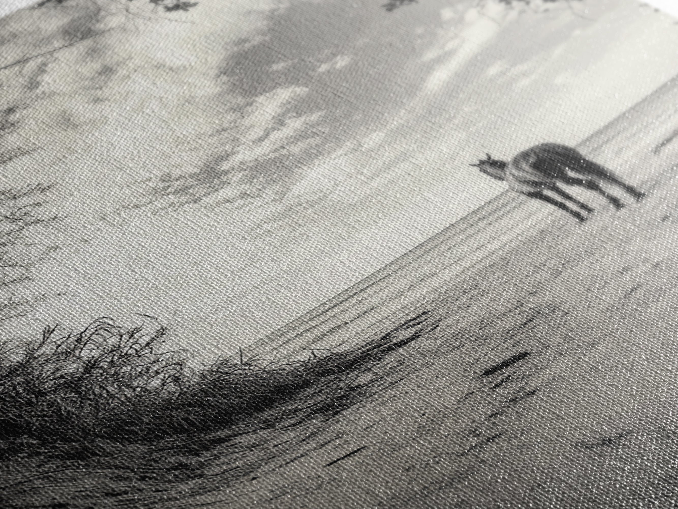 Image of Horse on Shore, Ocean Path Scene, Wild Beauty, Serene Escape, Framed Canvas Print, Boho Wall Art, Bedroom or Entryway Decor