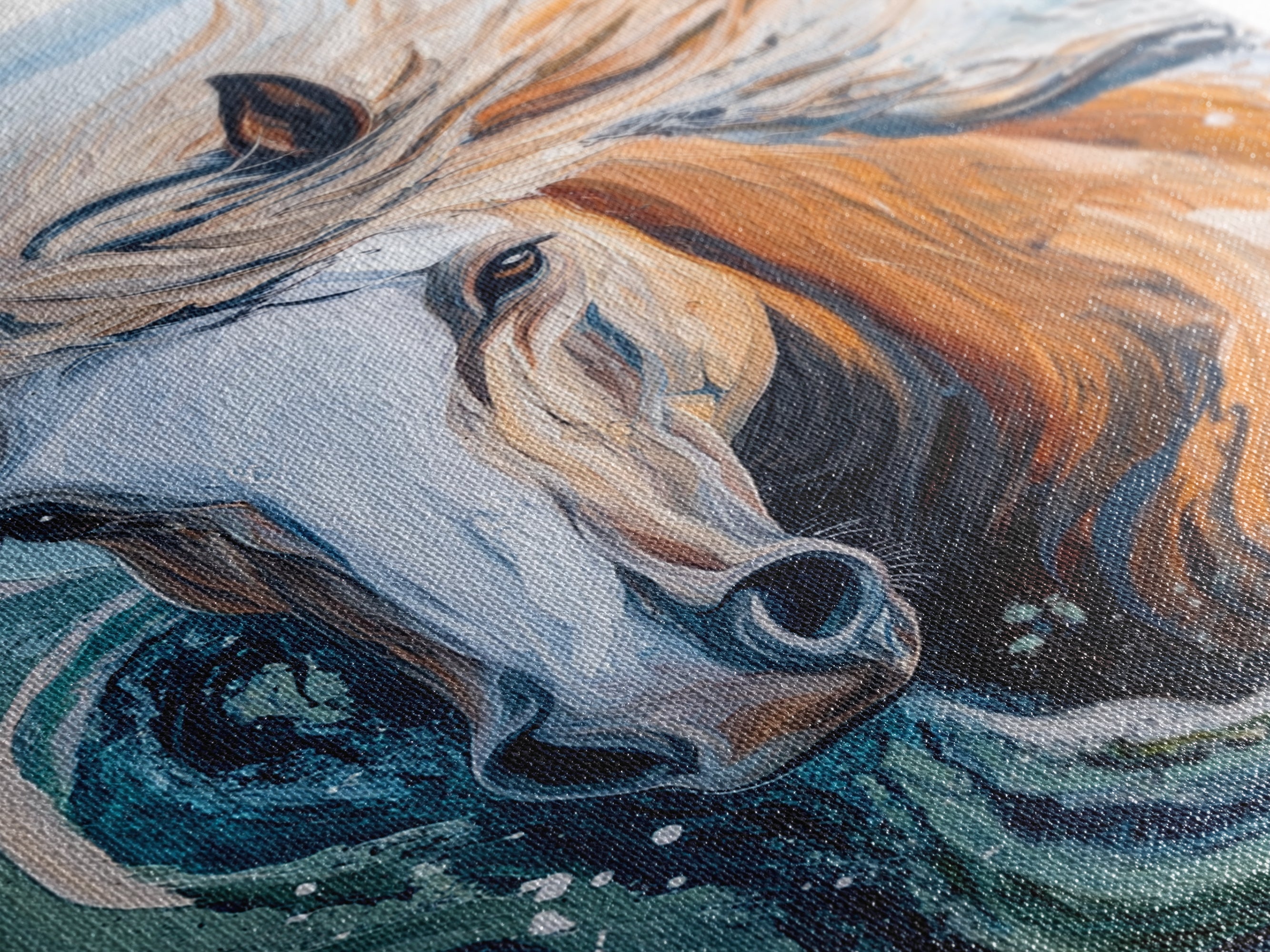 Image of Wild Horse Painting, Coastal Horse Art, Nautical Wall Art, Rustic Wall Art, Boho Art, Canvas Print, Farmhouse Art, Gift Idea