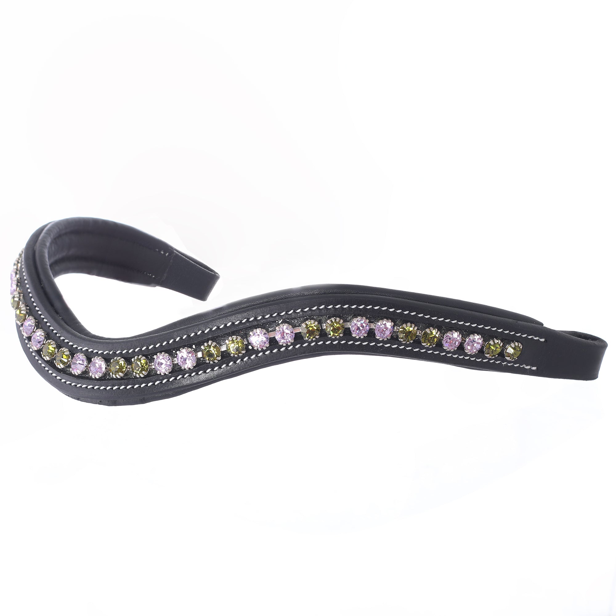 Image of ExionPro Elegant Deep Curved Soft Padded Olivine, Violet Colored Crystal Browband