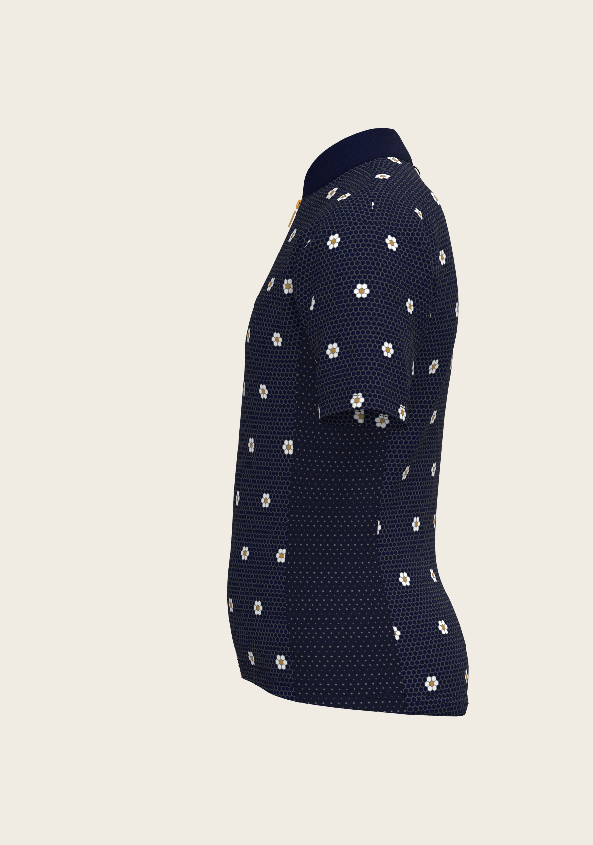 Image of Mosaic Daisies in Navy Children's Short Sleeve Shirt