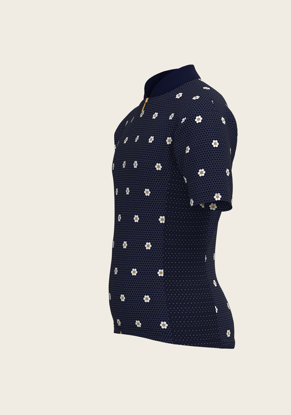 Image of Mosaic Daisies in Navy Children's Short Sleeve Shirt