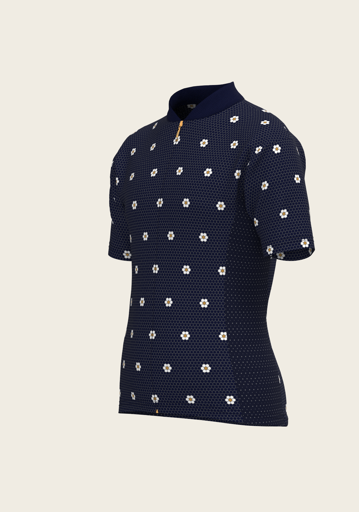 Image of Mosaic Daisies in Navy Children's Short Sleeve Shirt