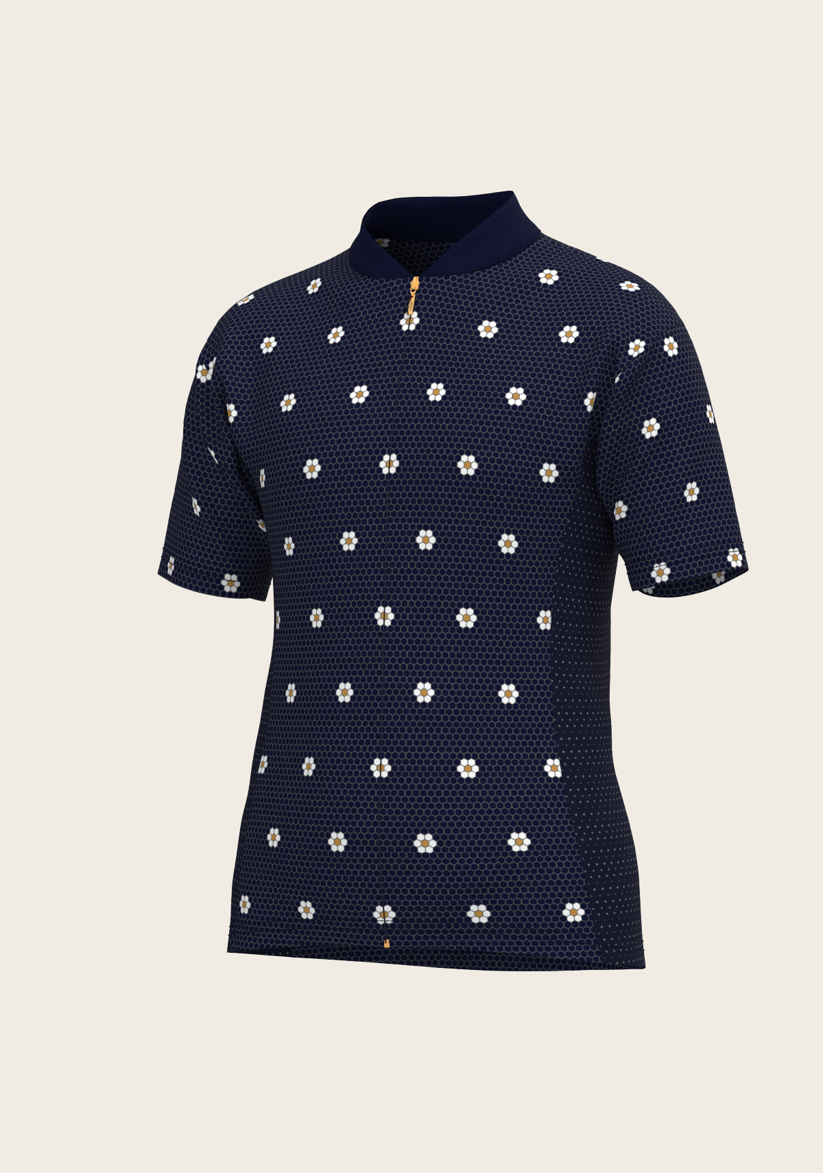 Image of Mosaic Daisies in Navy Children's Short Sleeve Shirt