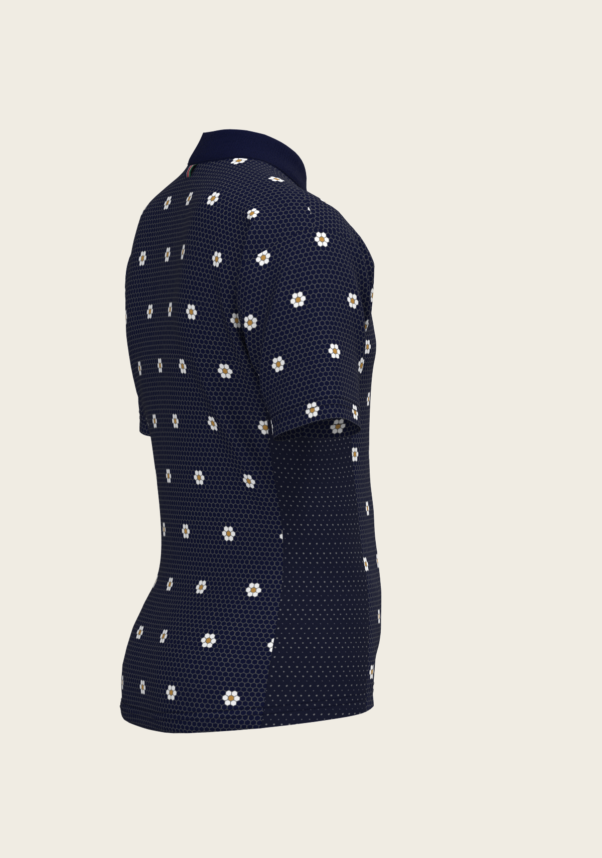 Image of Mosaic Daisies in Navy Children's Short Sleeve Shirt