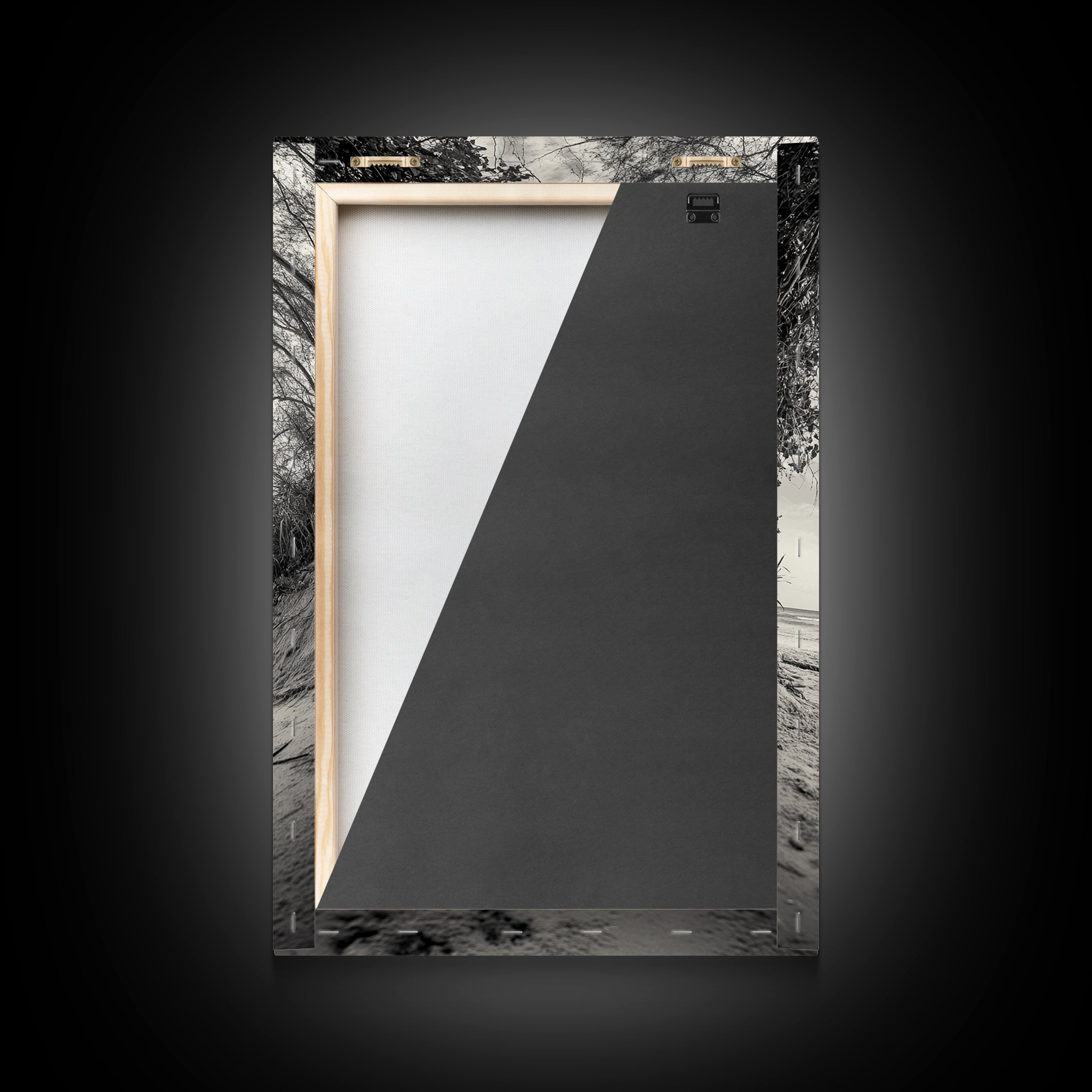 Image of Horse on Shore, Ocean Path Scene, Wild Beauty, Serene Escape, Framed Canvas Print, Boho Wall Art, Bedroom or Entryway Decor