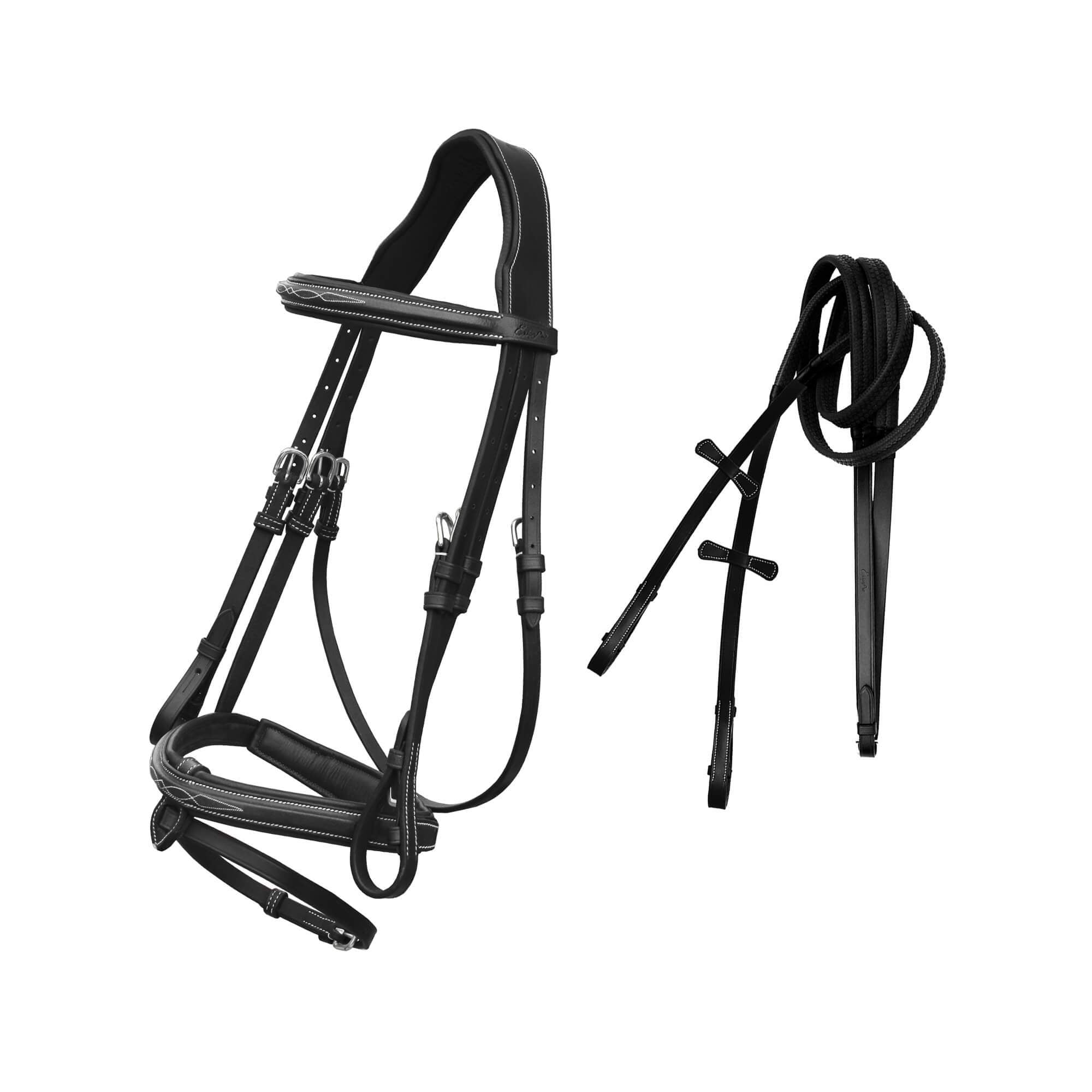 Image of ExionPro Designer Stitched Mono Crown Piece Snaffle Bridle With Rubber Reins