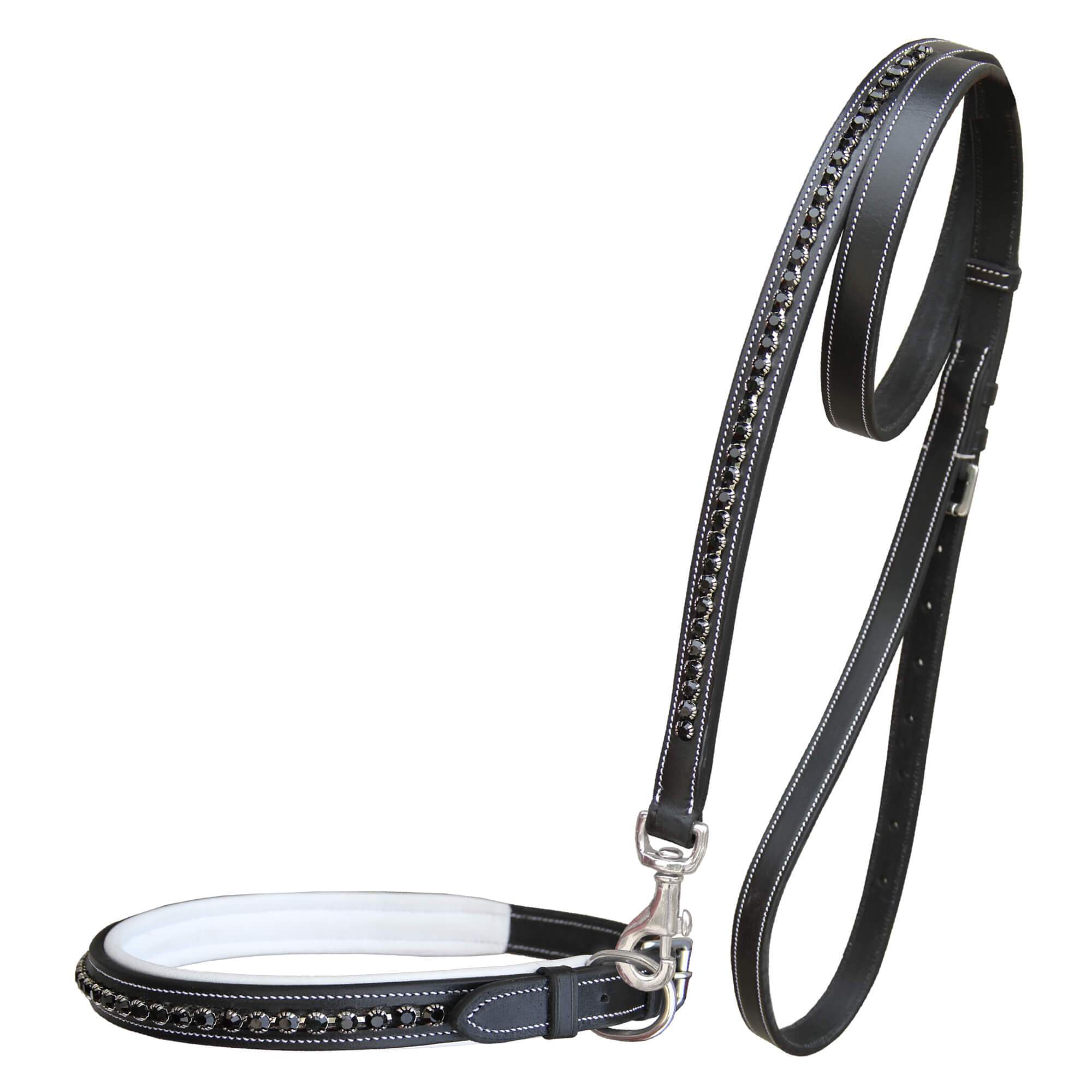 Image of ExionPro Black Bling Dog Collar With Leash