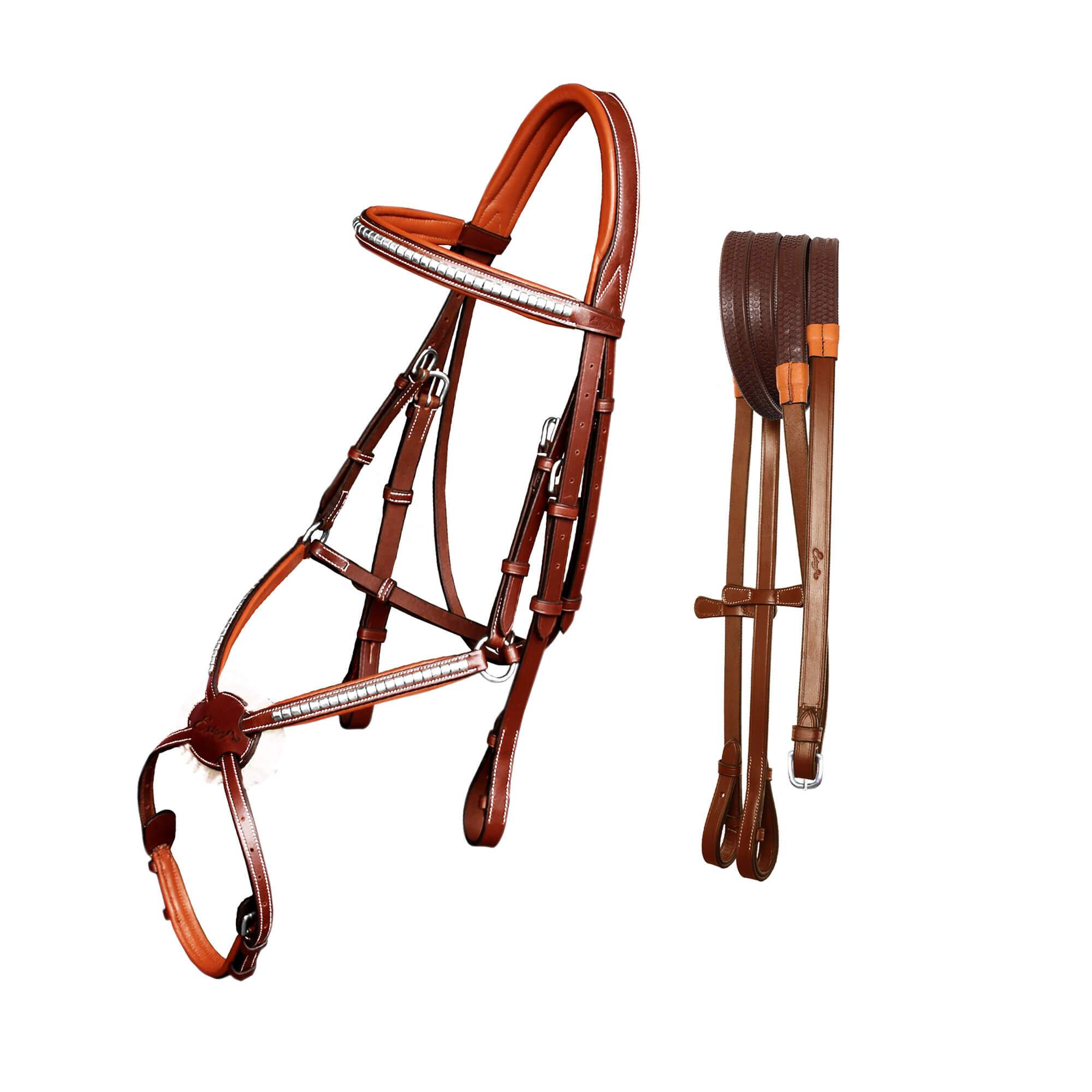 Image of ExionPro SS / Brass Clincher Figure 8 Bridle with Rubber Reins