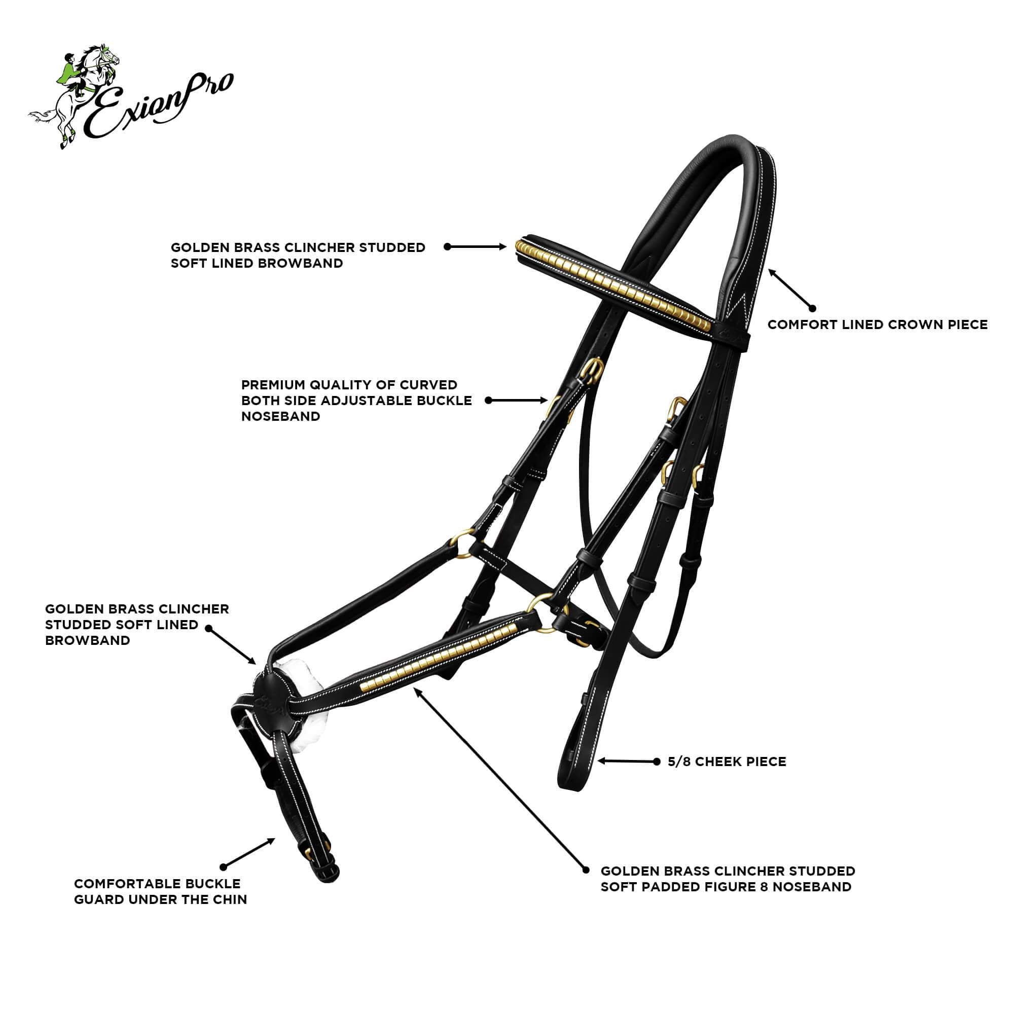 Image of ExionPro SS / Brass Clincher Figure 8 Bridle with Rubber Reins