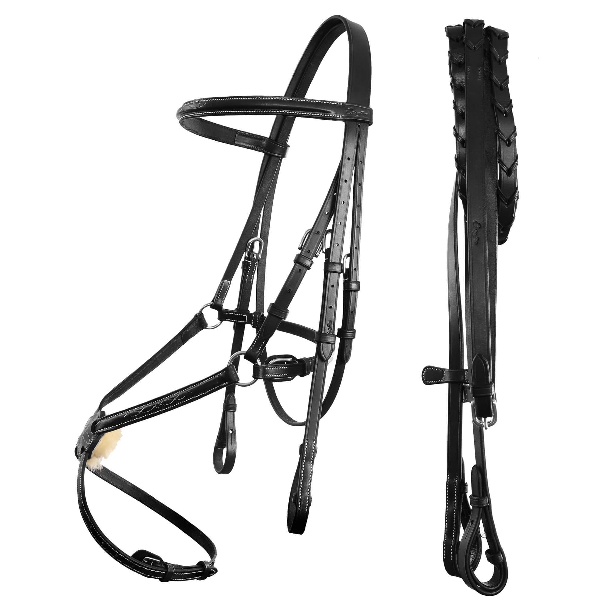 Image of ExionPro Traditional Figure 8 Bridle With Laced Reins