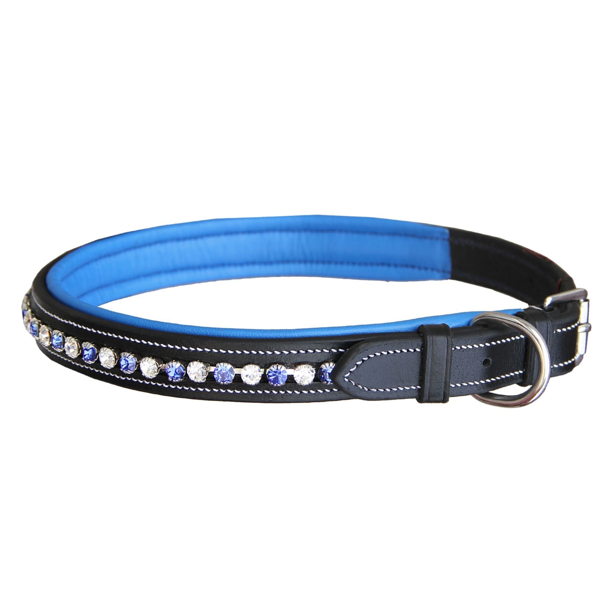 Image of ExionPro White & Blue Bling Dog Collar