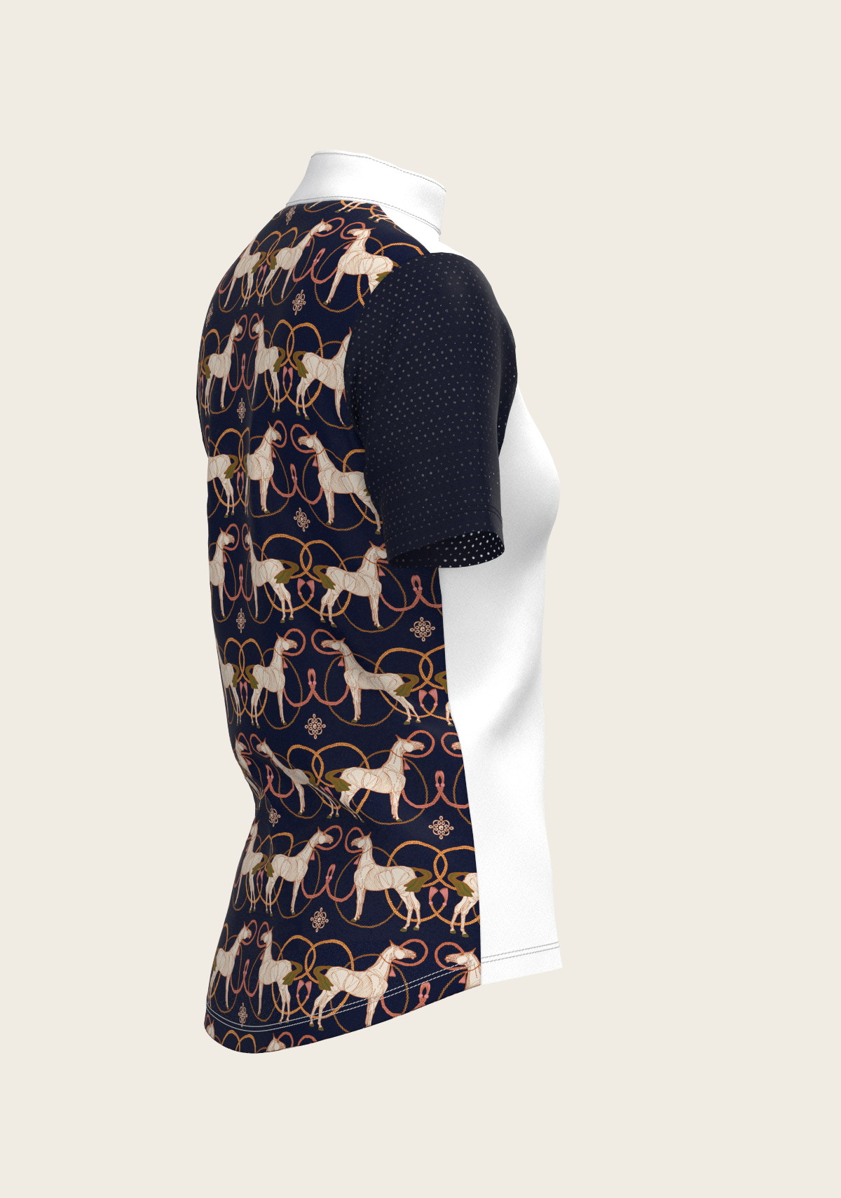 Image of Roped Horses on Navy Short Sleeve Show Shirt