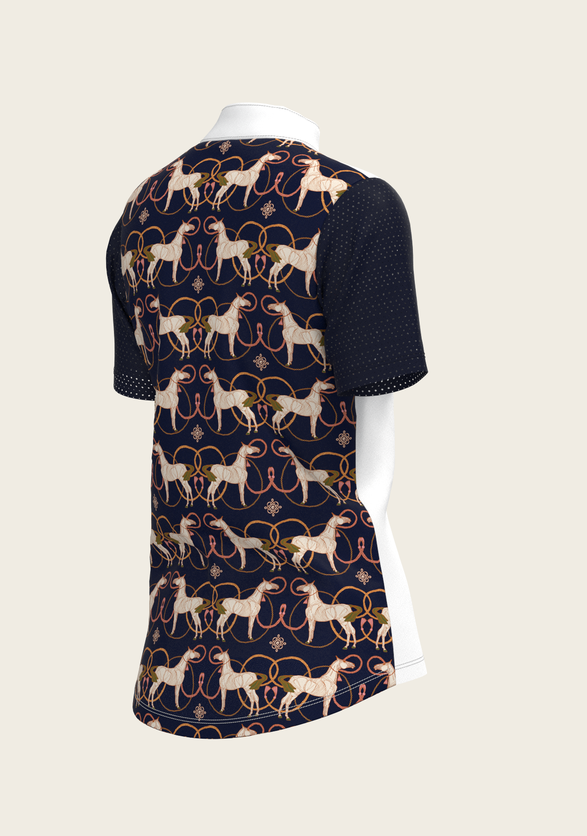 Image of Roped Horses on Navy Short Sleeve Show Shirt