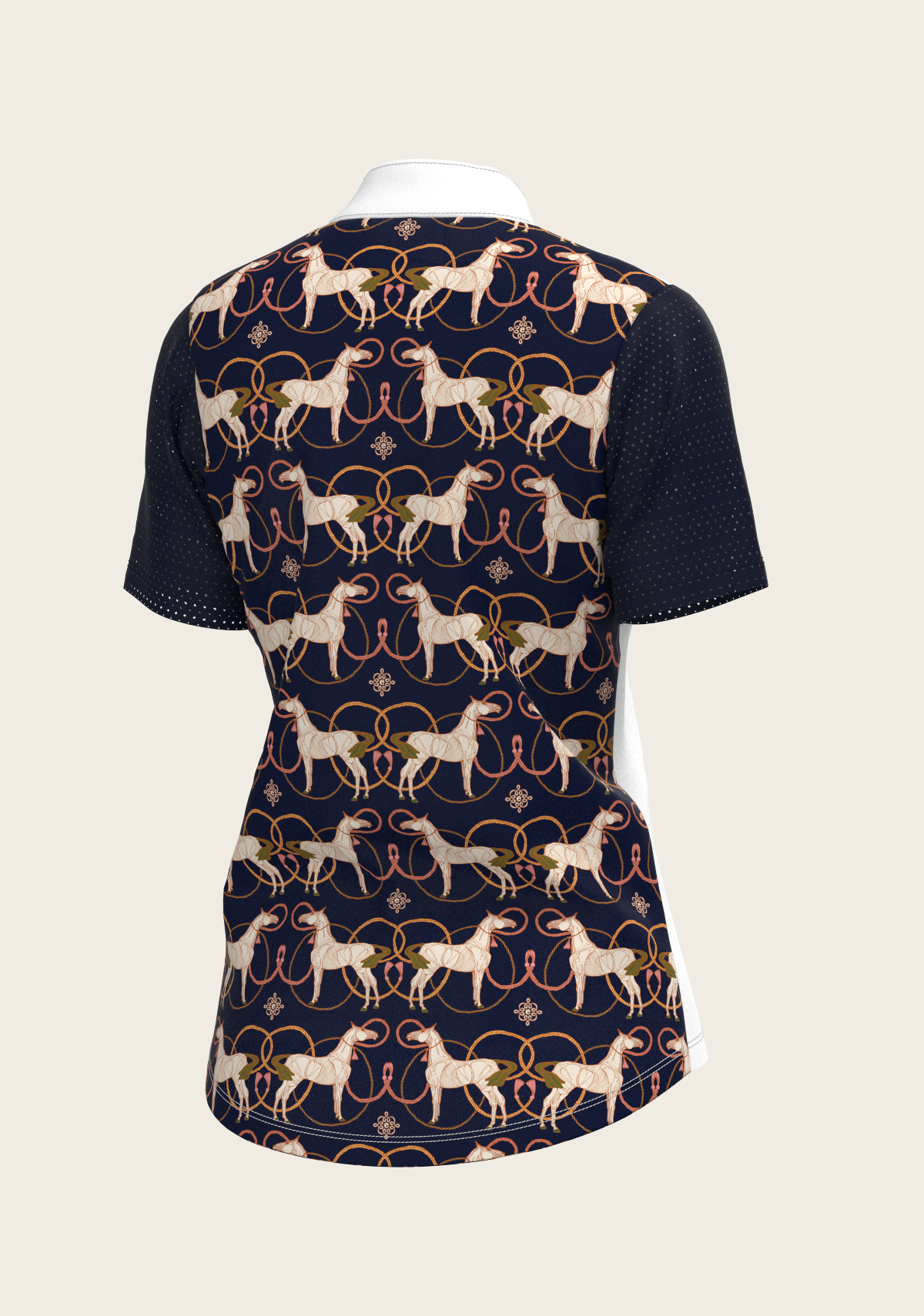 Image of Roped Horses on Navy Short Sleeve Show Shirt