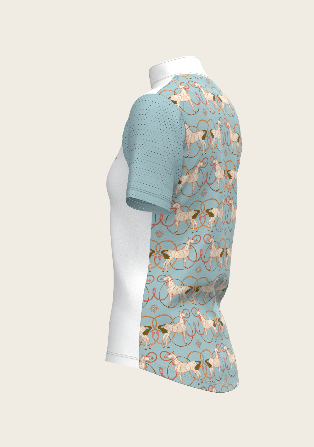 Image of Roped Horses on Sky Blue Short Sleeve Show Shirt