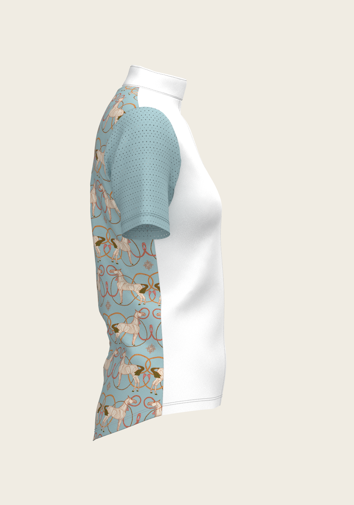 Image of Roped Horses on Sky Blue Short Sleeve Show Shirt