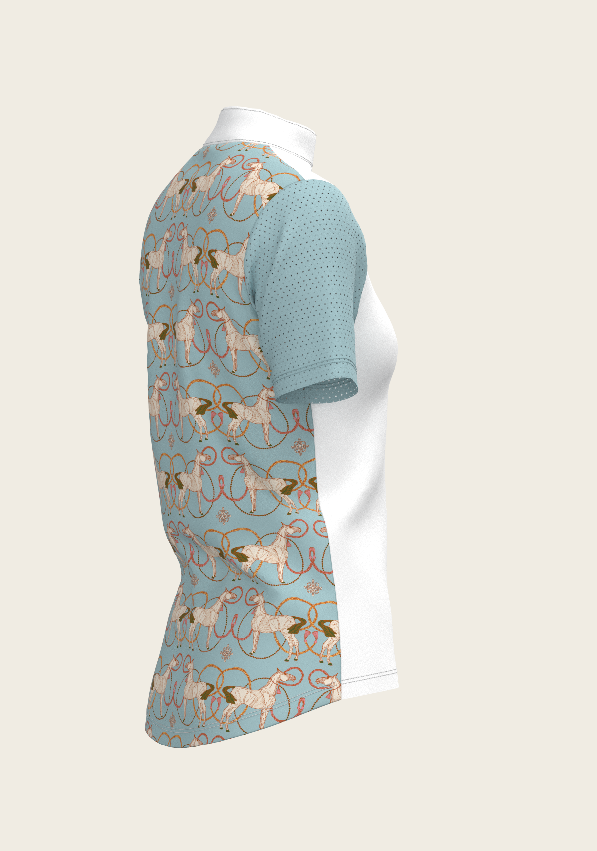 Image of Roped Horses on Sky Blue Short Sleeve Show Shirt